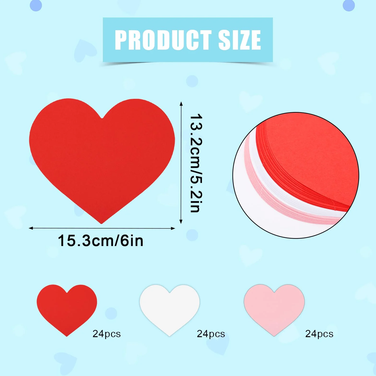 Papier Cartonné Cour Double Face 72pcs 15,3x13,2cm Découpes en Forme de Cour Artisanat Saint-Valentin