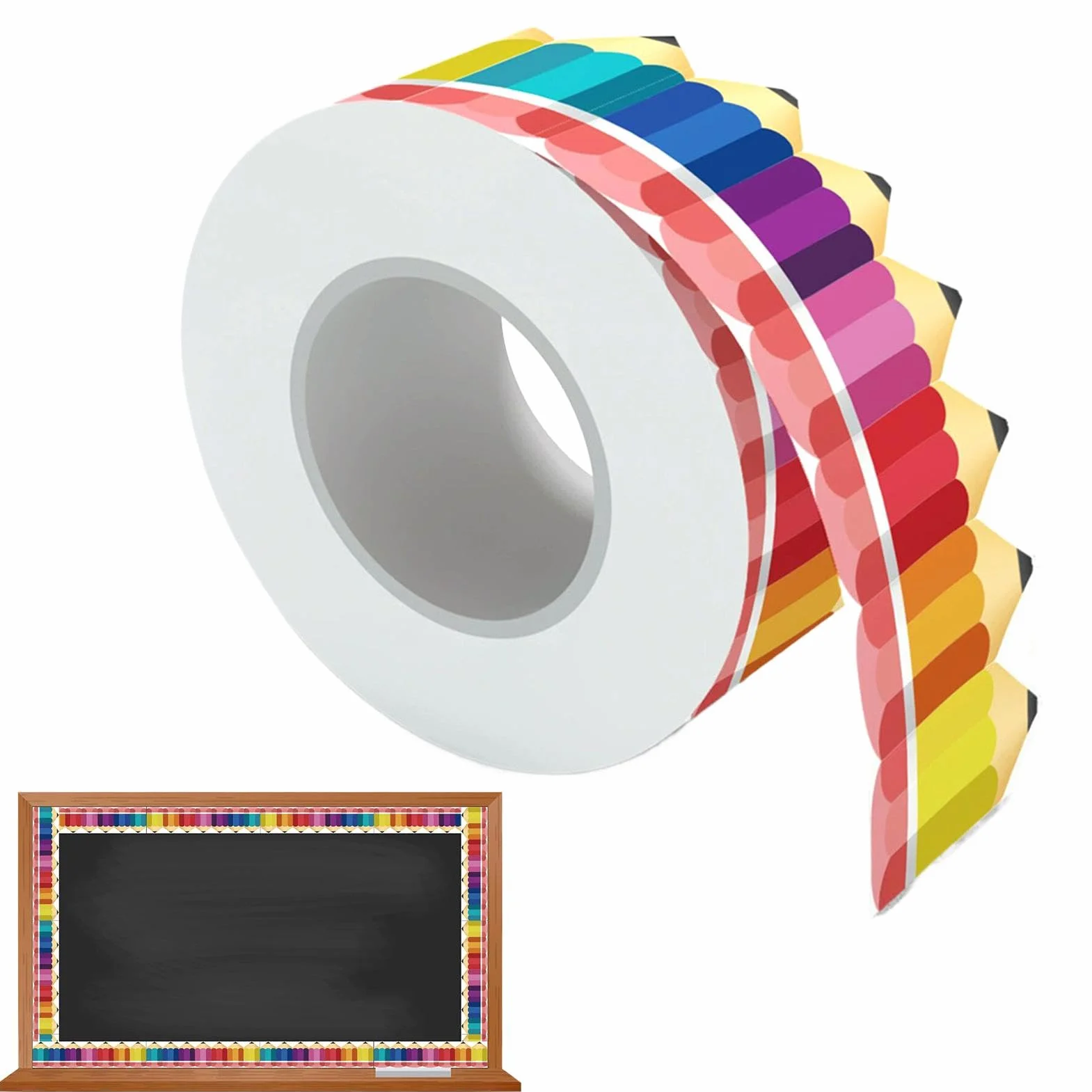 Frise de crayon pour tableau d'affichage 20 m motif crayon pour écoles