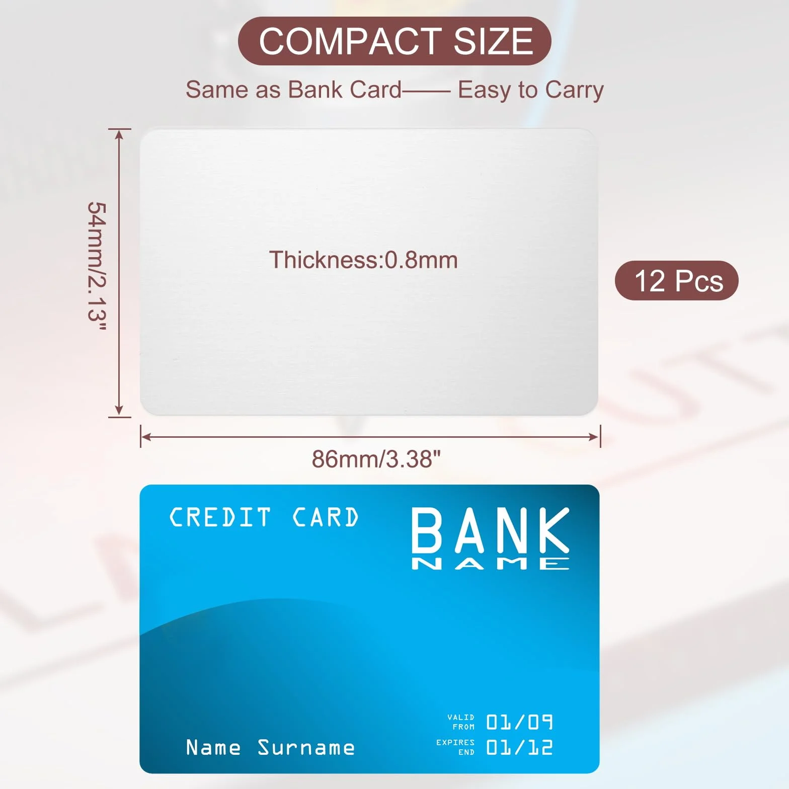 PATIKIL Cartes de visite en métal acier inoxydable 0,8 mm 12 paquets pour gravure laser DIY argent