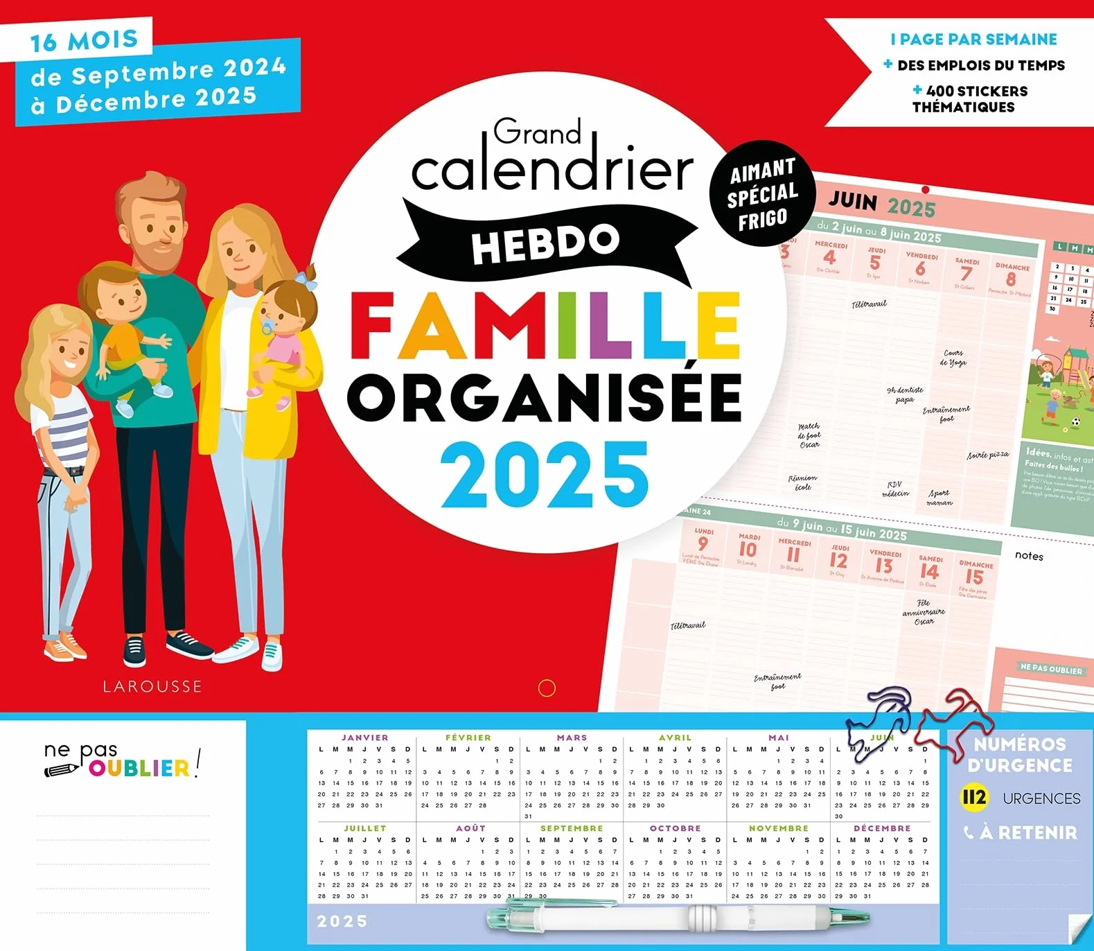Grand calendrier hebdo Famille organisée 2025
