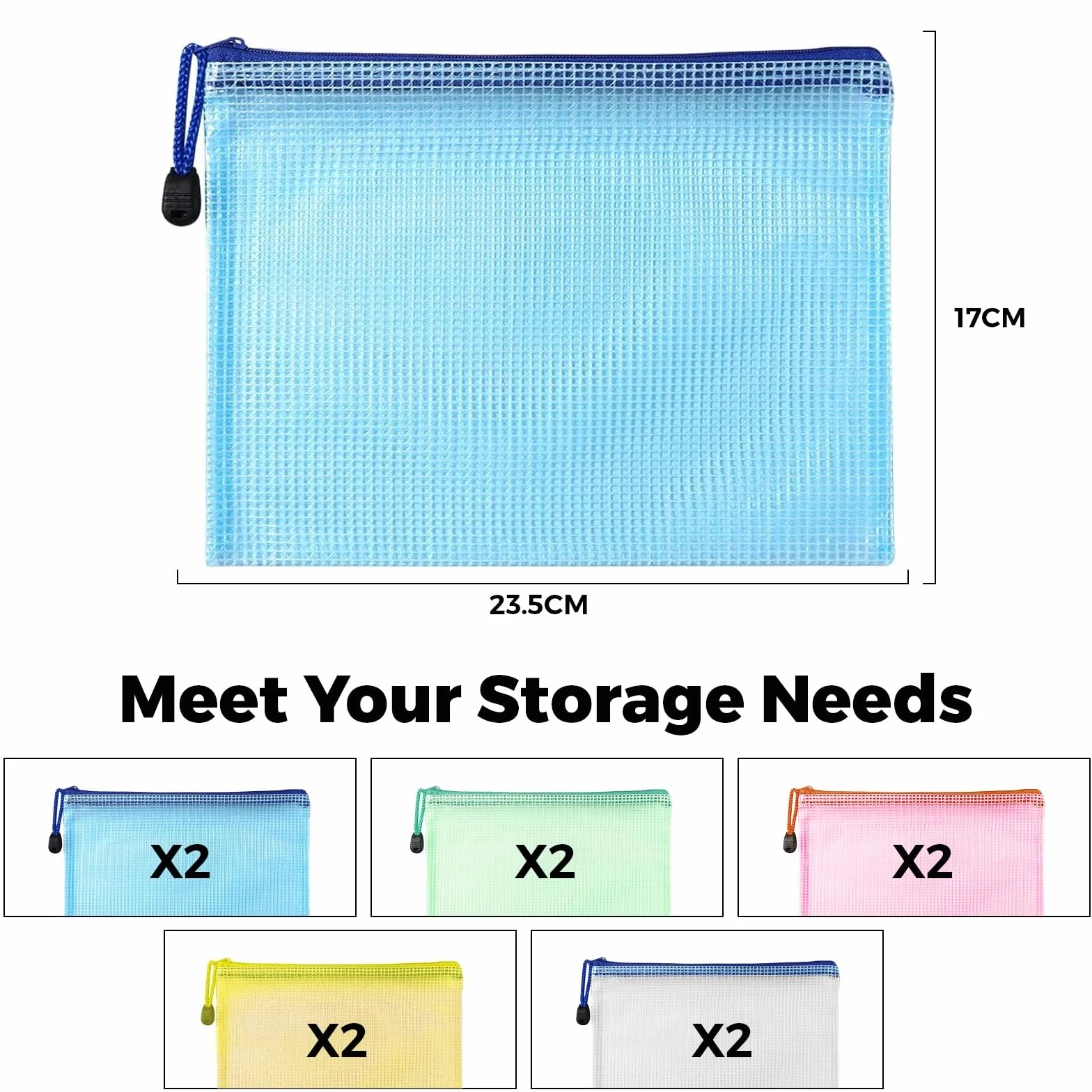 Pochette Document Zippée A5 PVC Transparente 5 Couleurs, Ranger Papiers Petits Objets, Fournitures Cosmétiques Voyage (10 PCS)