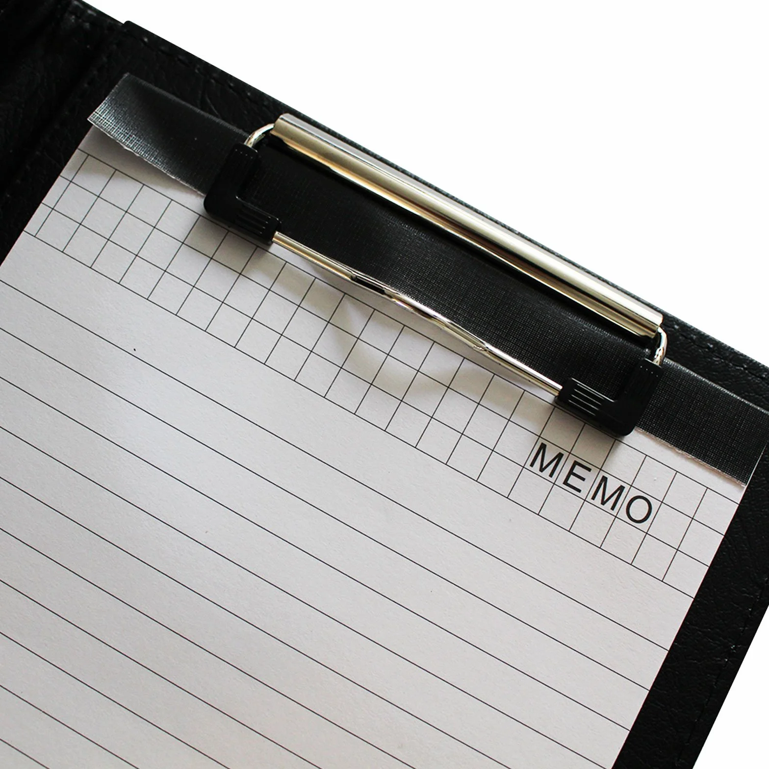 Porte Document en Faux Cuir Noir A5 Pliable avec Pince pour Conférence