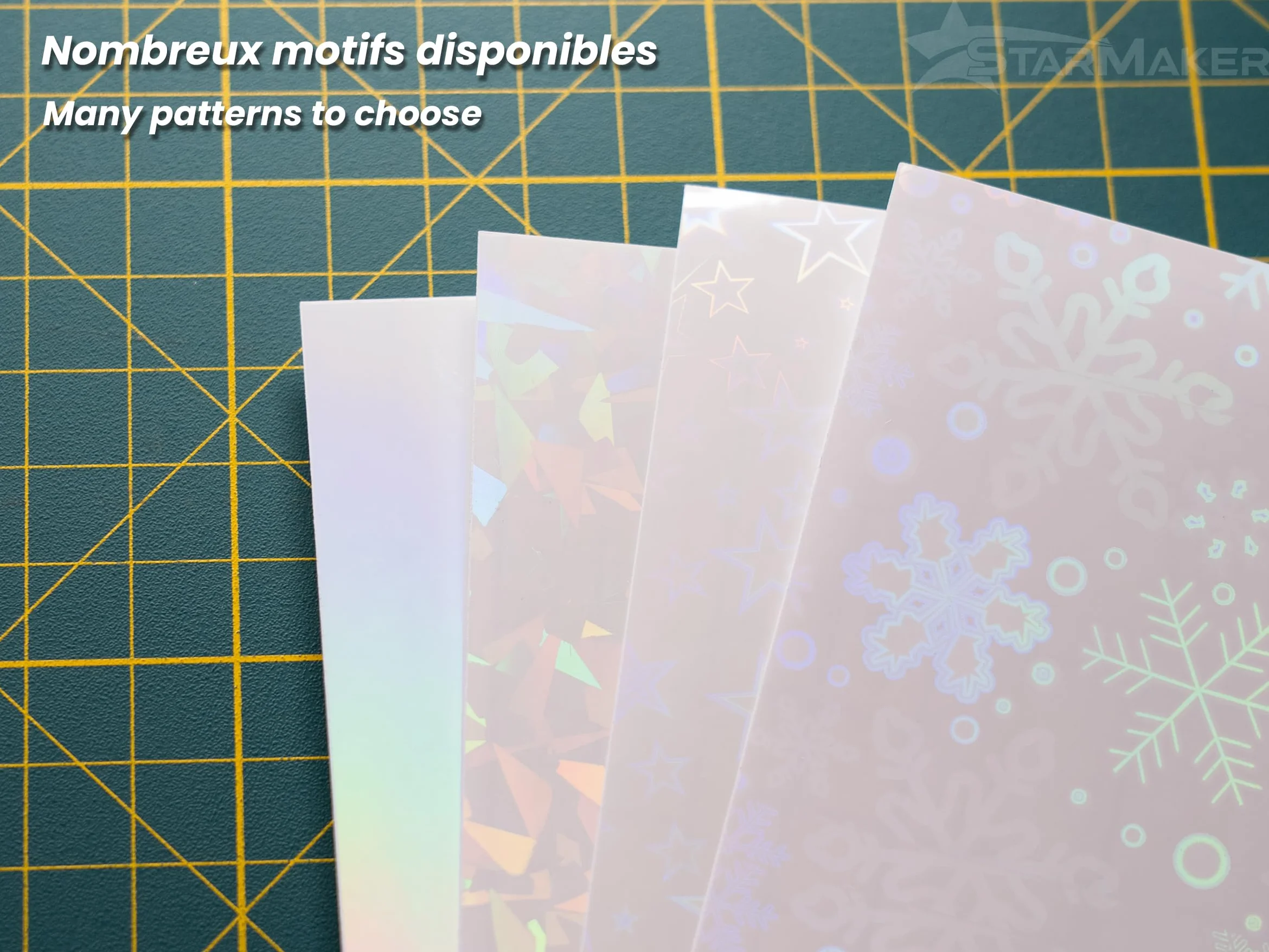 Holographique Film de lamination à froid A4 10 feuilles - Feuilles plastification auto-adhésif photo autocollants