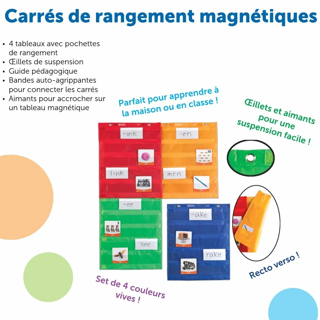Learning Resources Tableaux Carrés pour Tableau à Poches Jeu de 4