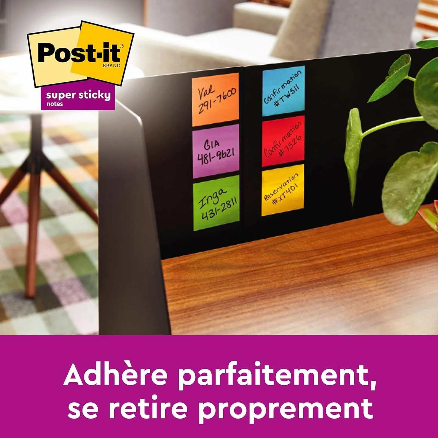 Post-it Notes Autocollantes Super Sticky Cosmic 6 Blocs 76 mm x 76 mm 90 Feuilles par Bloc