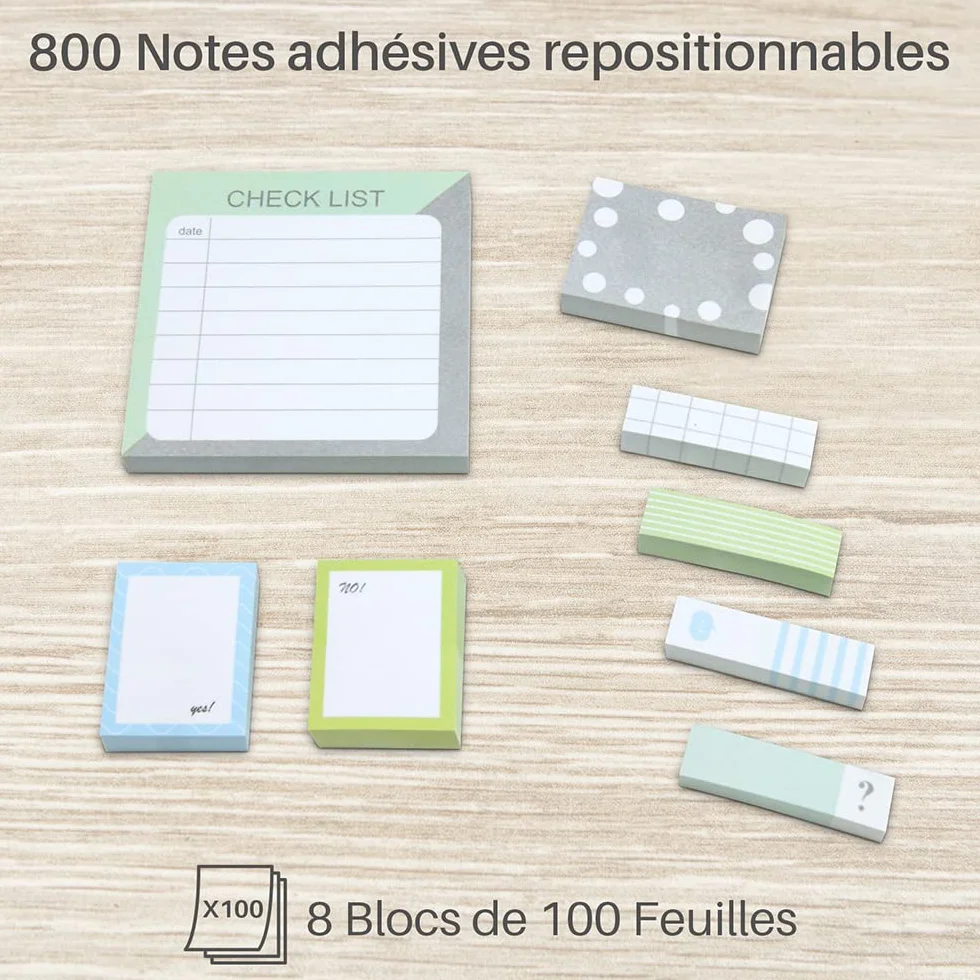 WAYTEX Ensemble 800 Notes Repositionnables Fantaisies Couleur Pastel Boîte Cadeau