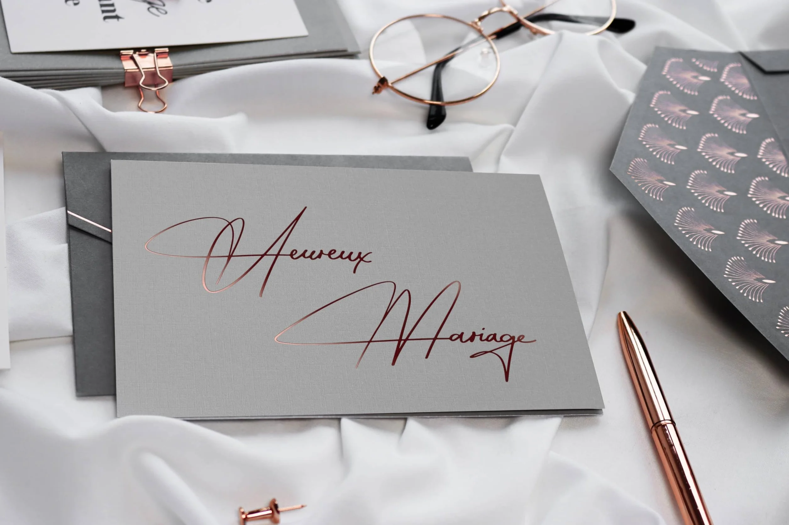 Carte de mariage originale avec enveloppe et sceau de cire - Joli Coon