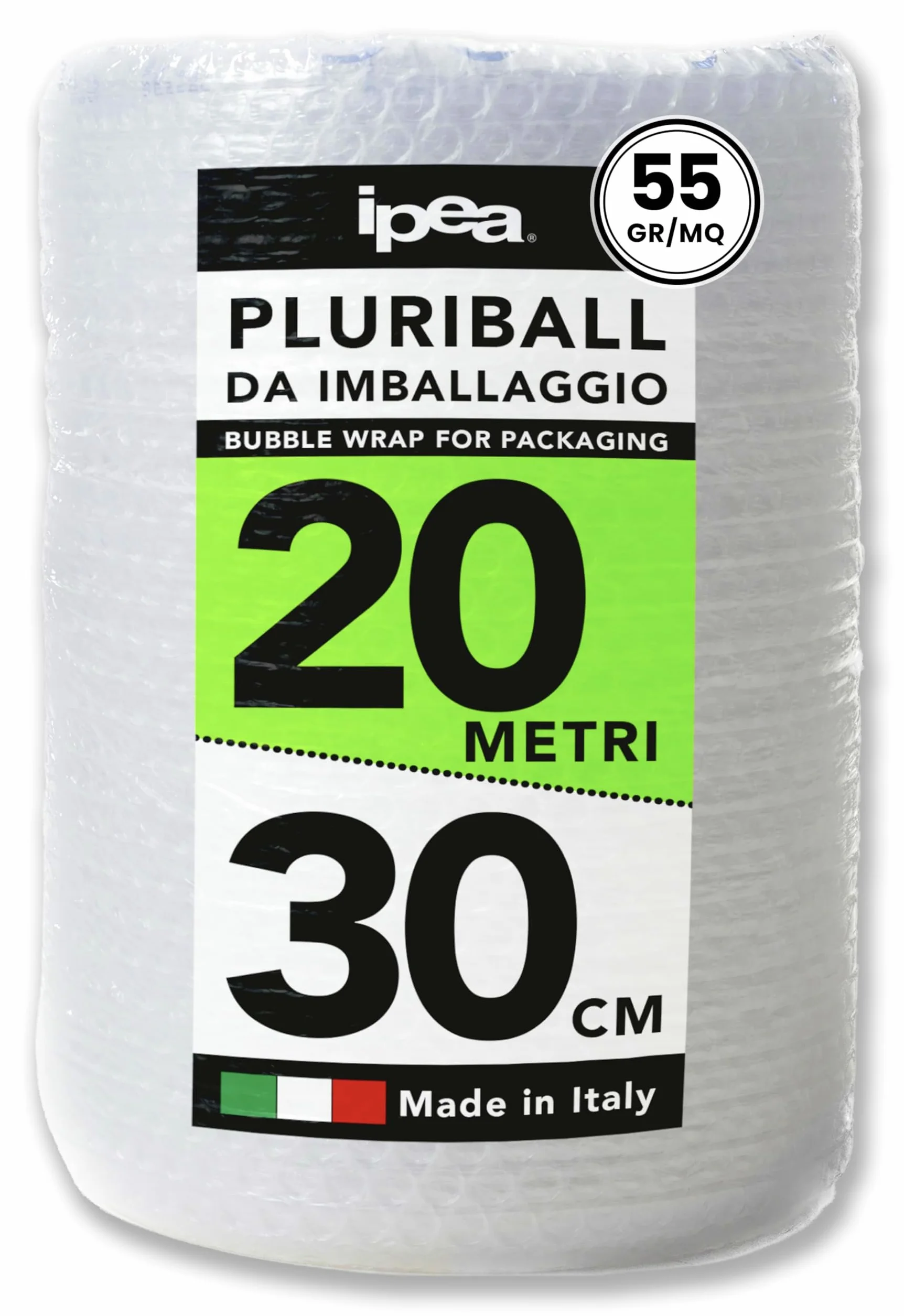 IPEA Rouleau Papier Film à Bulles 20 Mètres x 30 cm 55 g/m² pour Emballage et Protection