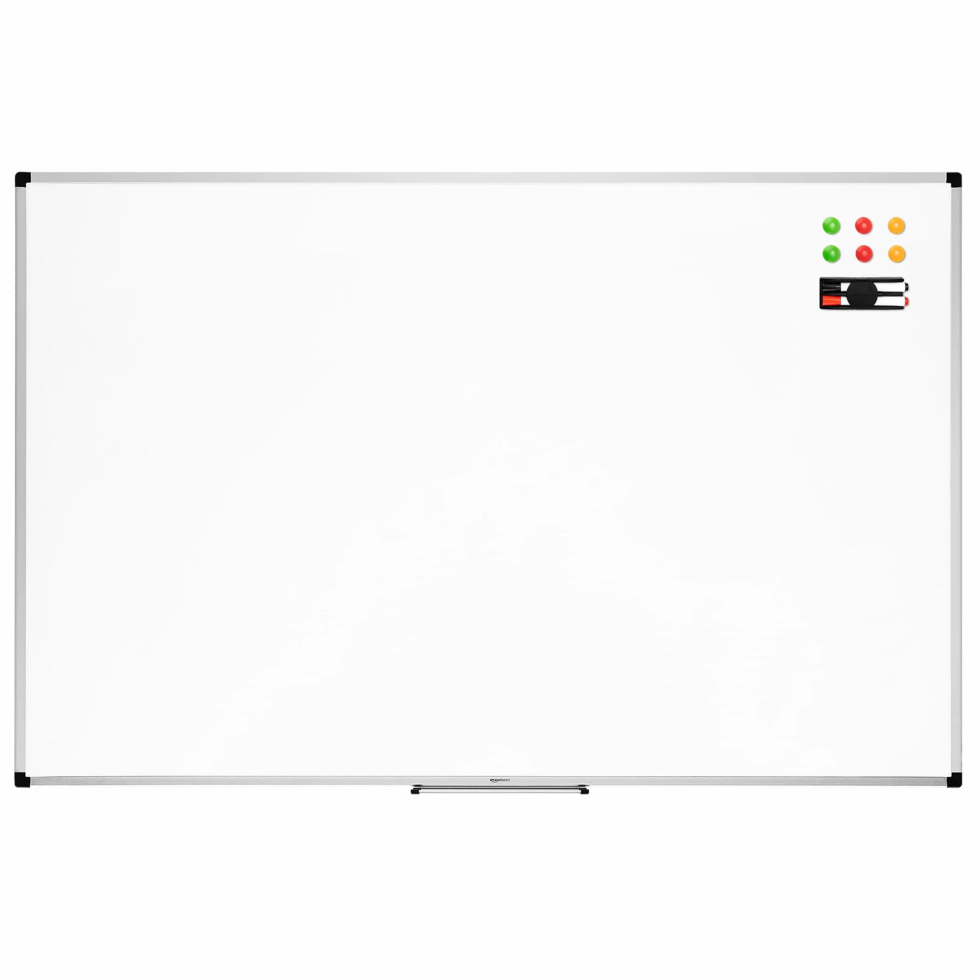 Amazon Basics Tableau Blanc Magnétique 90 x 60cm, Cadre en Aluminium, Effaçable à Sec, Mural