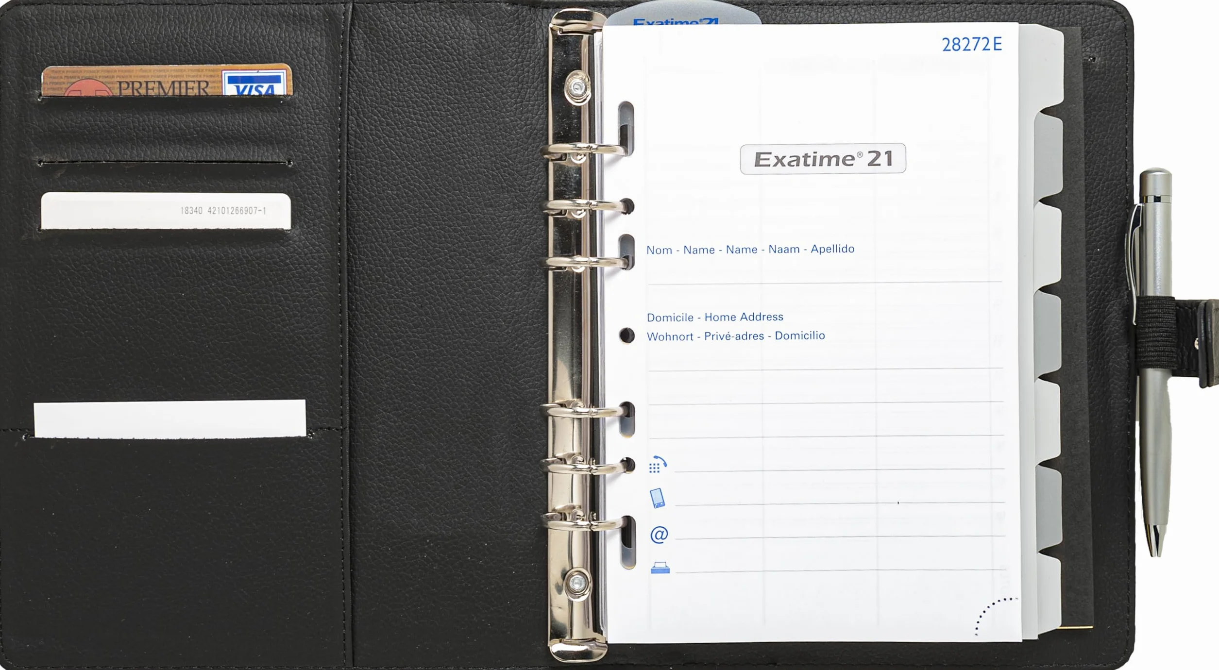Exacompta Organiseur Exatime 21 Baltique 19 x 23 cm Semainier 16 mois Noir