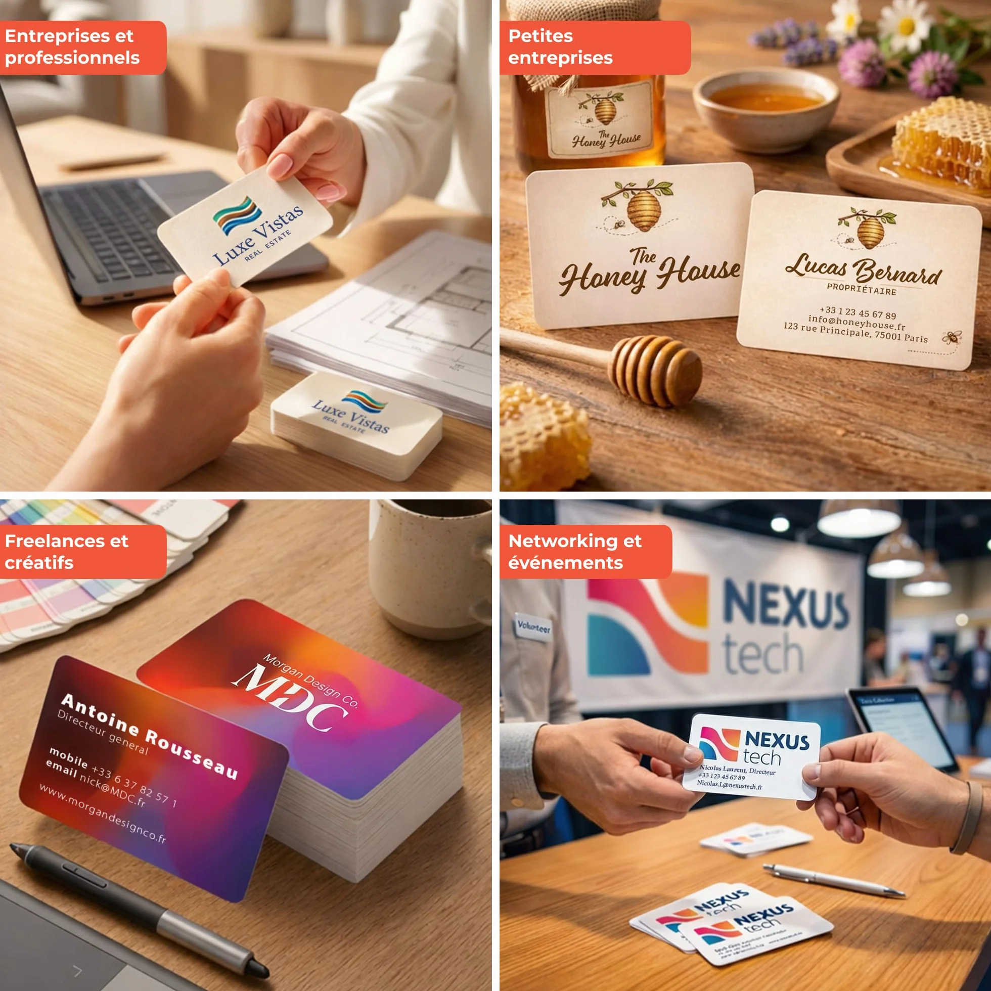 Cartes de Visite Personnalisées 250 Pièces 300 g/m² Mat 85 x 55 mm Recto Verso