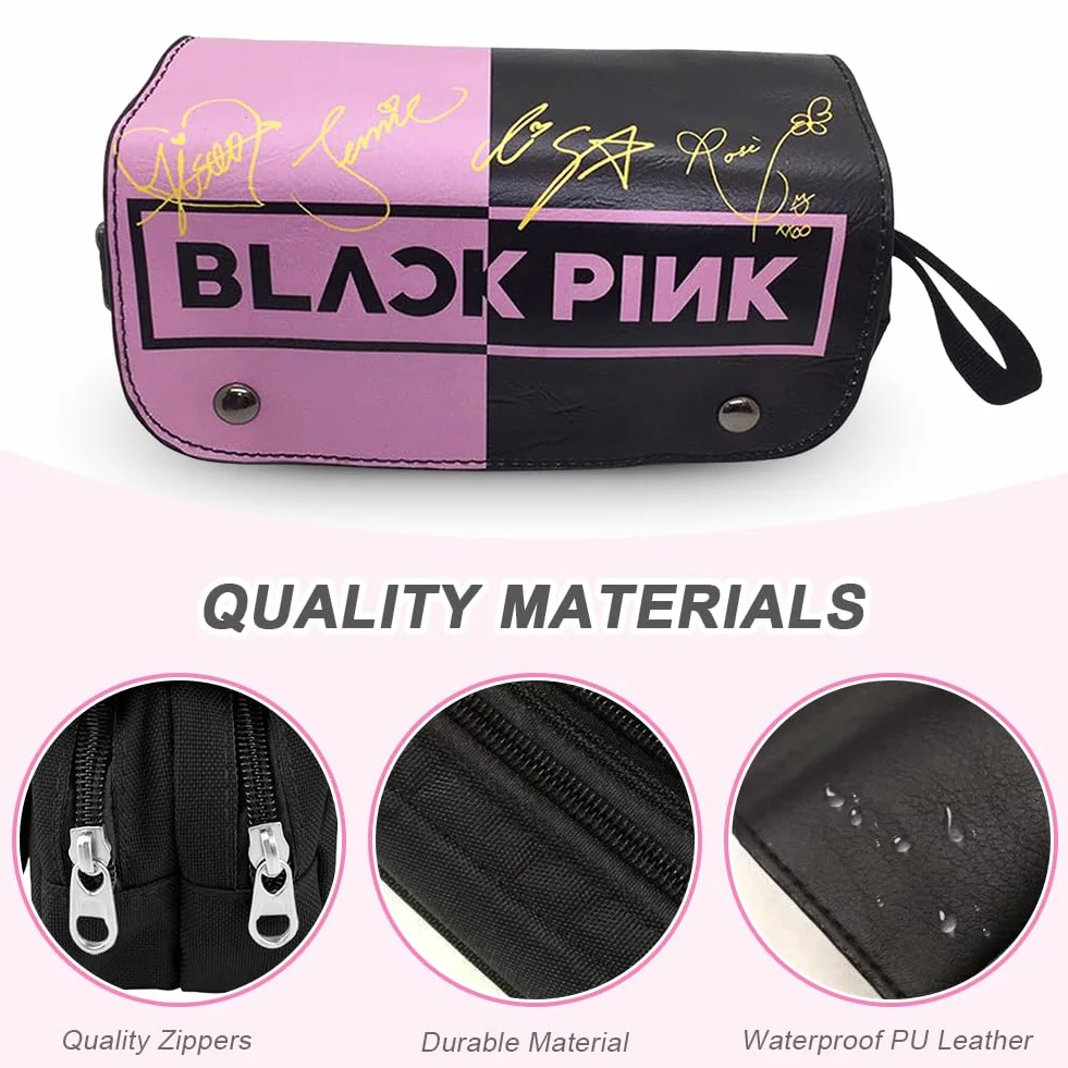 Kawaii Trousse à Crayons Blackpink pour Enfants, Grande Capacité, Fermeture Éclair Scolaire Souple
