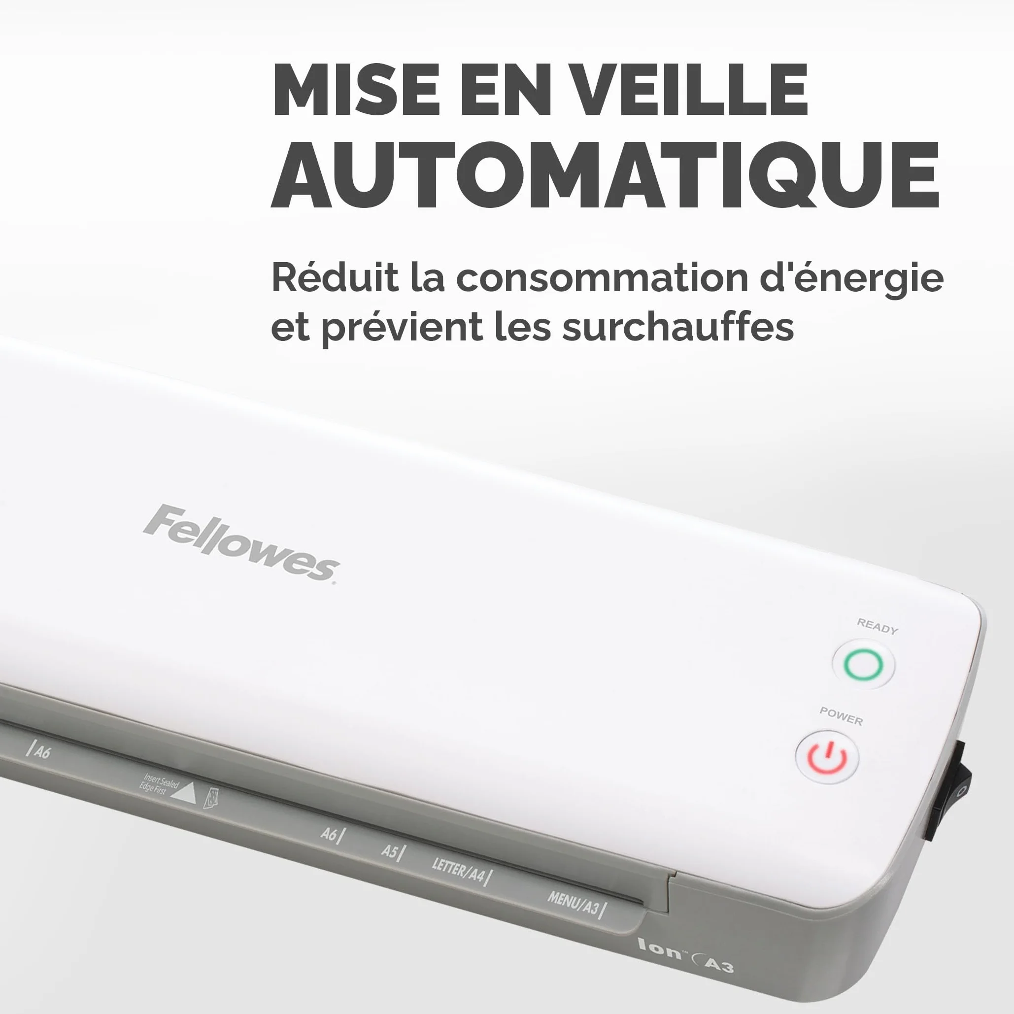 Fellowes Plastifieuse Ion A3 80-125 microns 30 cm/min temps de chauffe 4 minutes avec 10 pochettes