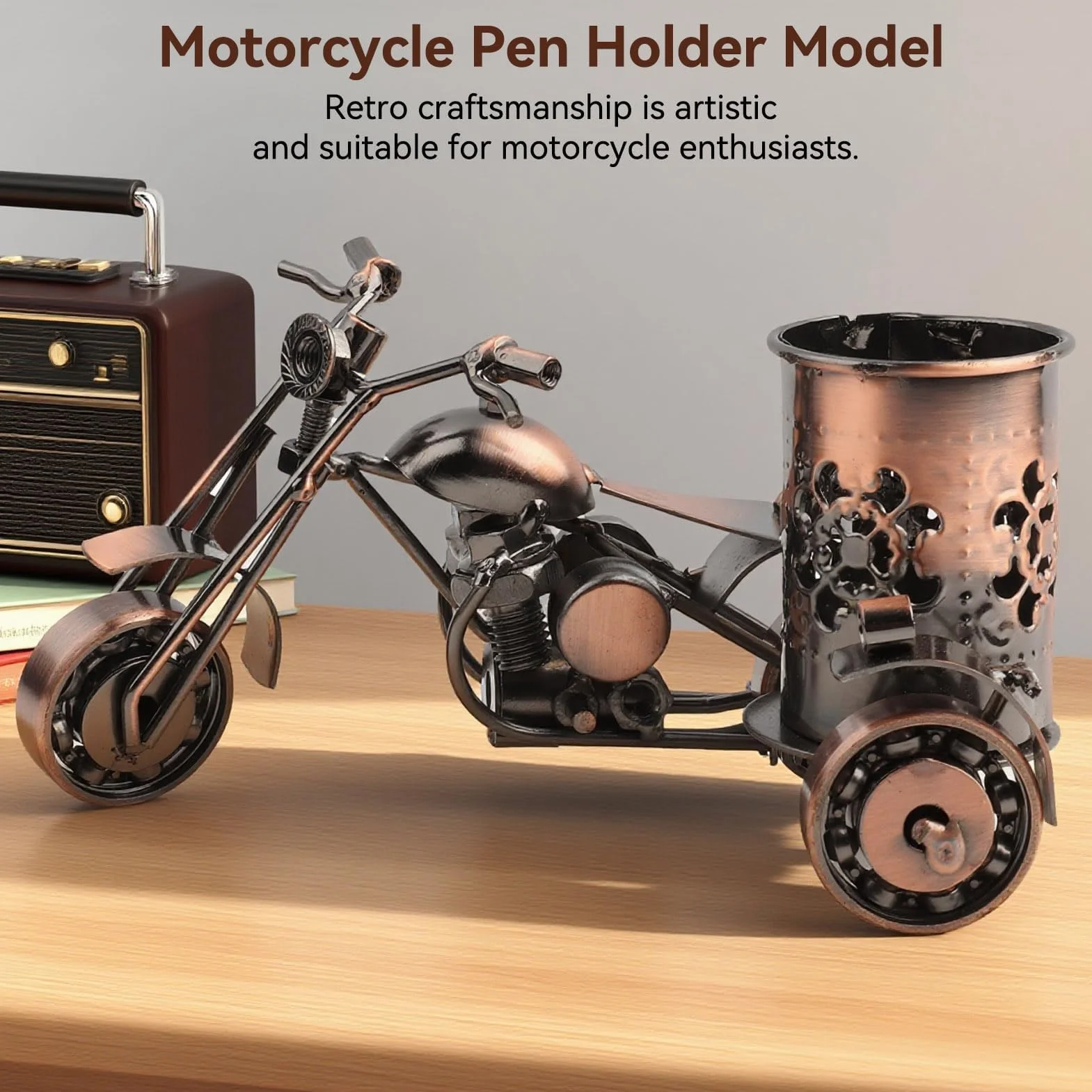 HERCHR Porte-Crayon Porte-Stylo Moto Bureau