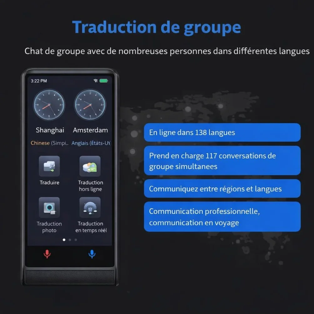 Traducteur Vocal Instantané 2026 142 Langues Online 22 Offline Écran Tactile 4 Pouces sans WiFi