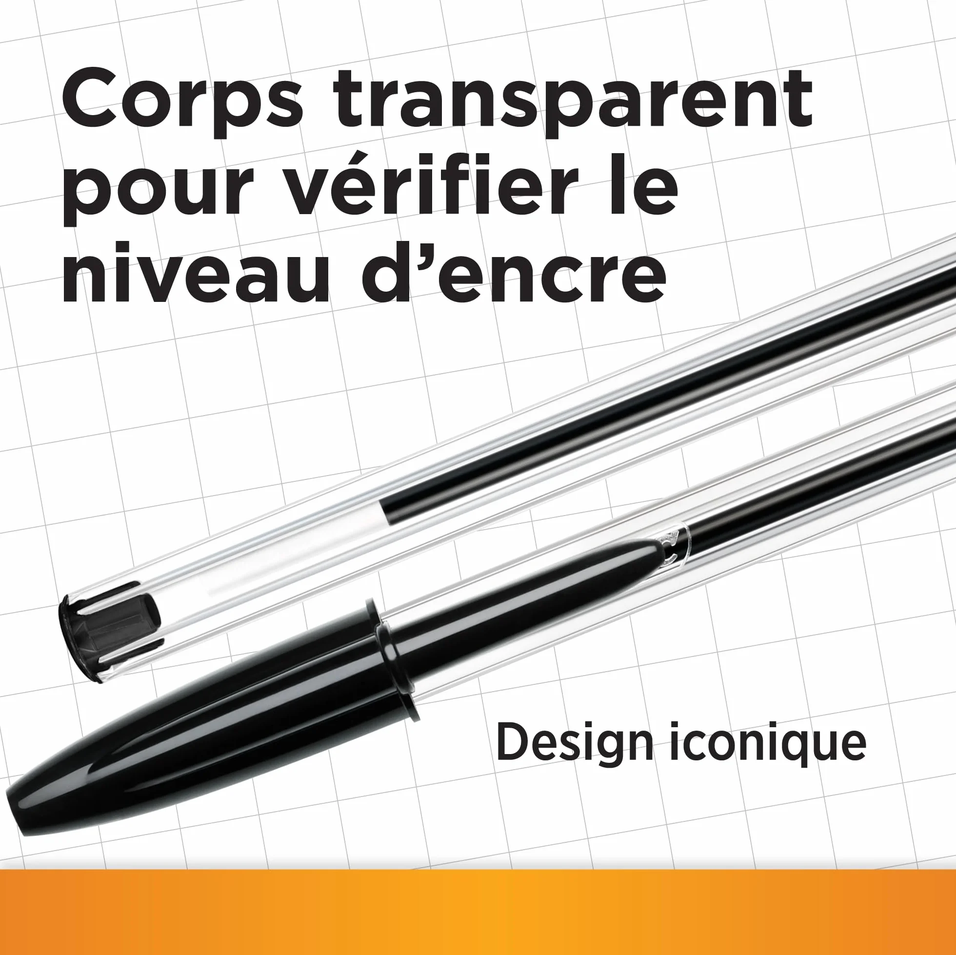 Bic Cristal Original Stylo-Bille Pointe Moyenne 1,0 mm Noir Boîte de 10