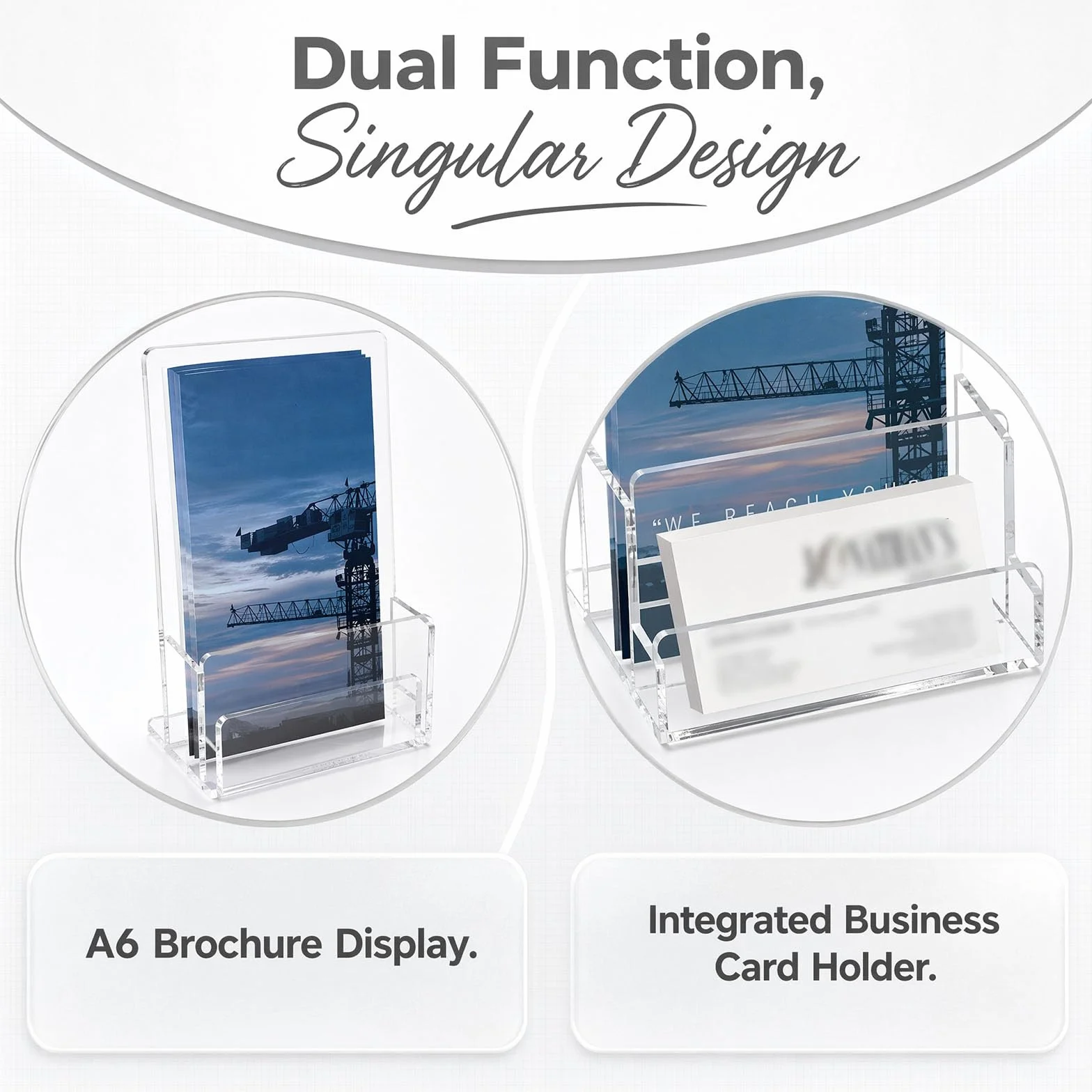 Lot de 2 Porte-brochures Acrylique Transparent A6 – Support pour Dépliants, Flyers, Menus – Autonome pour Bureau, Hôtel, Restaurant