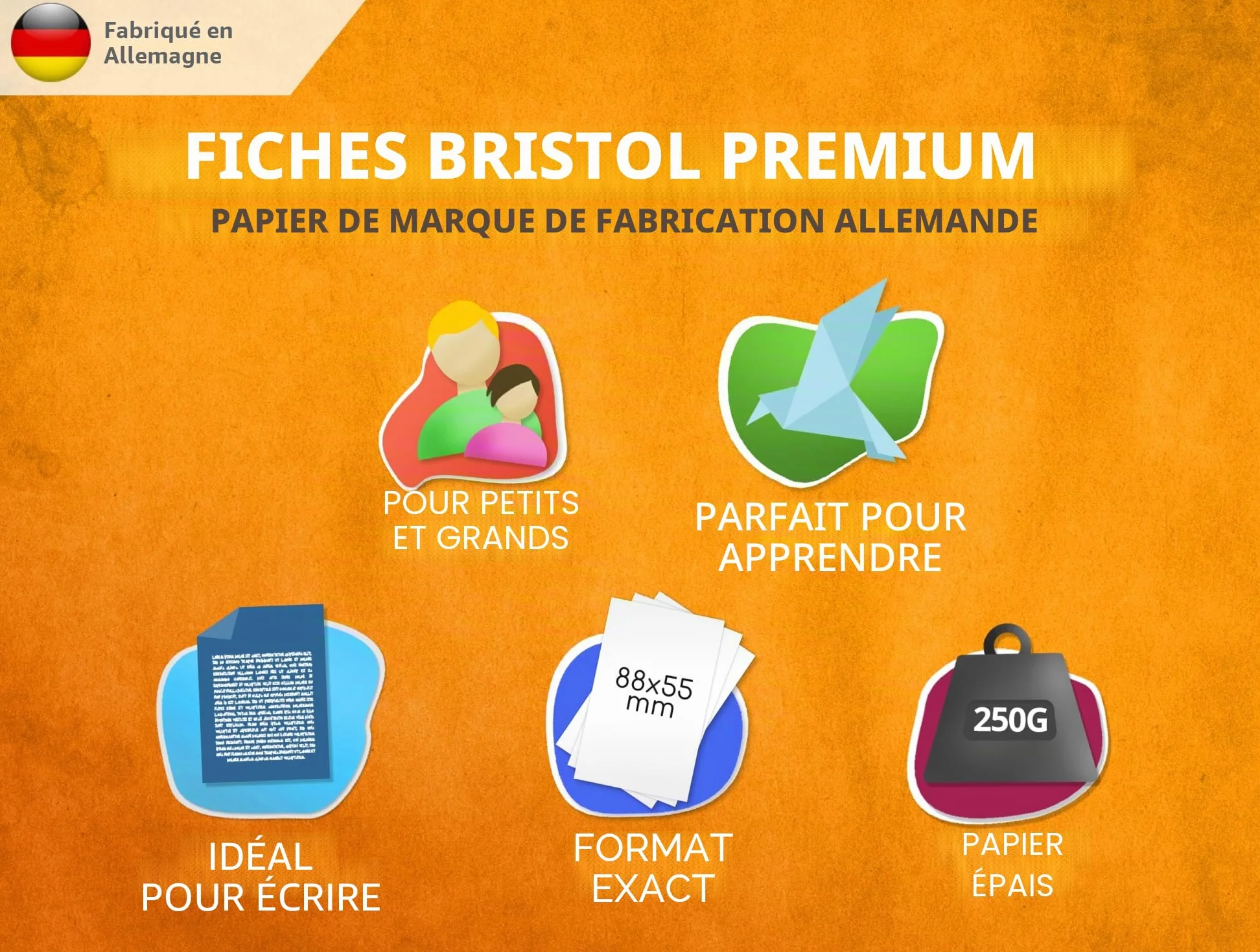 Cartes de visite vierges 88 x 55 mm 250 g/m² Lot de 100