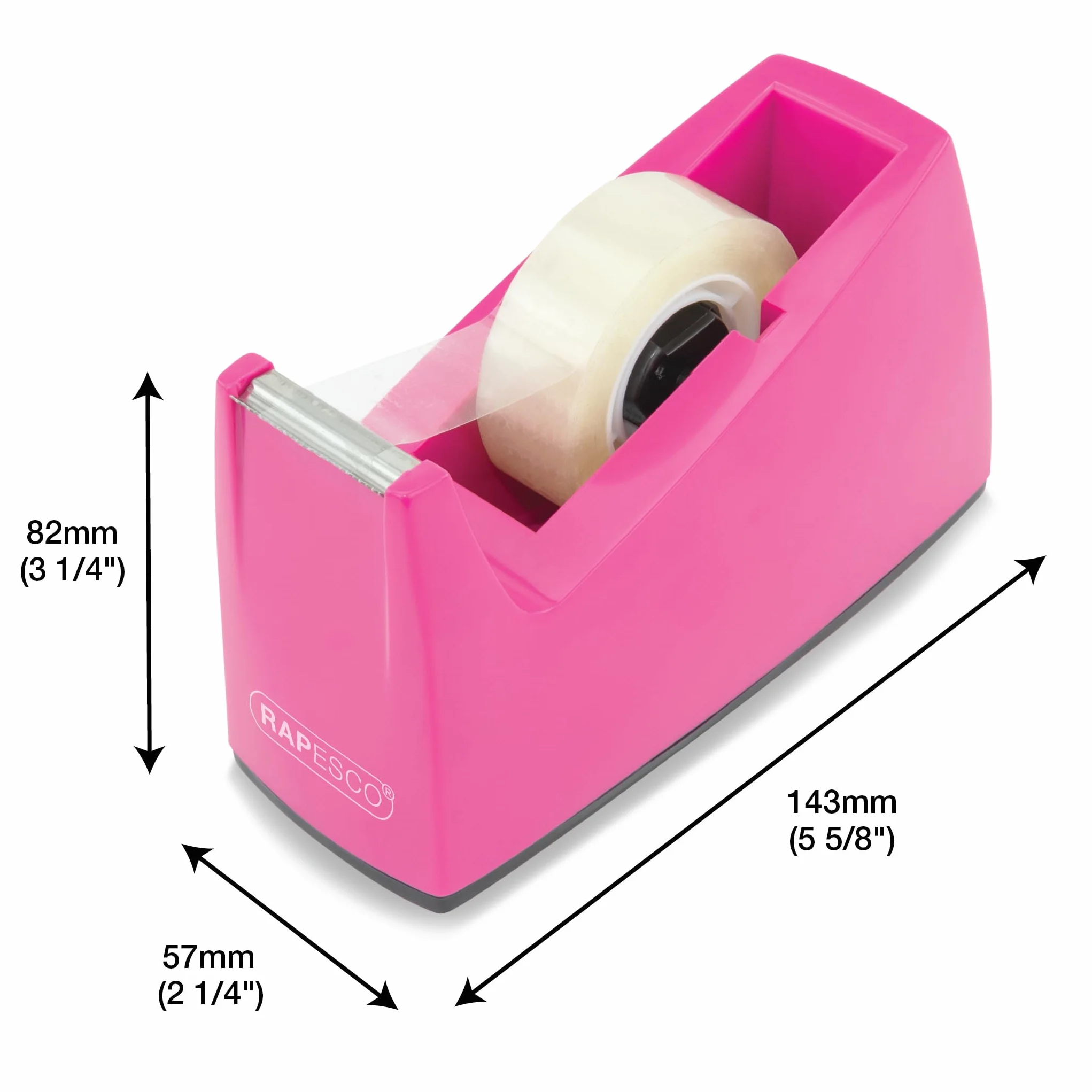 Rapesco 1621 Dévidoir de Ruban Adhésif 300, Noyau 25 mm, 4 Rouleaux, Rose Vif