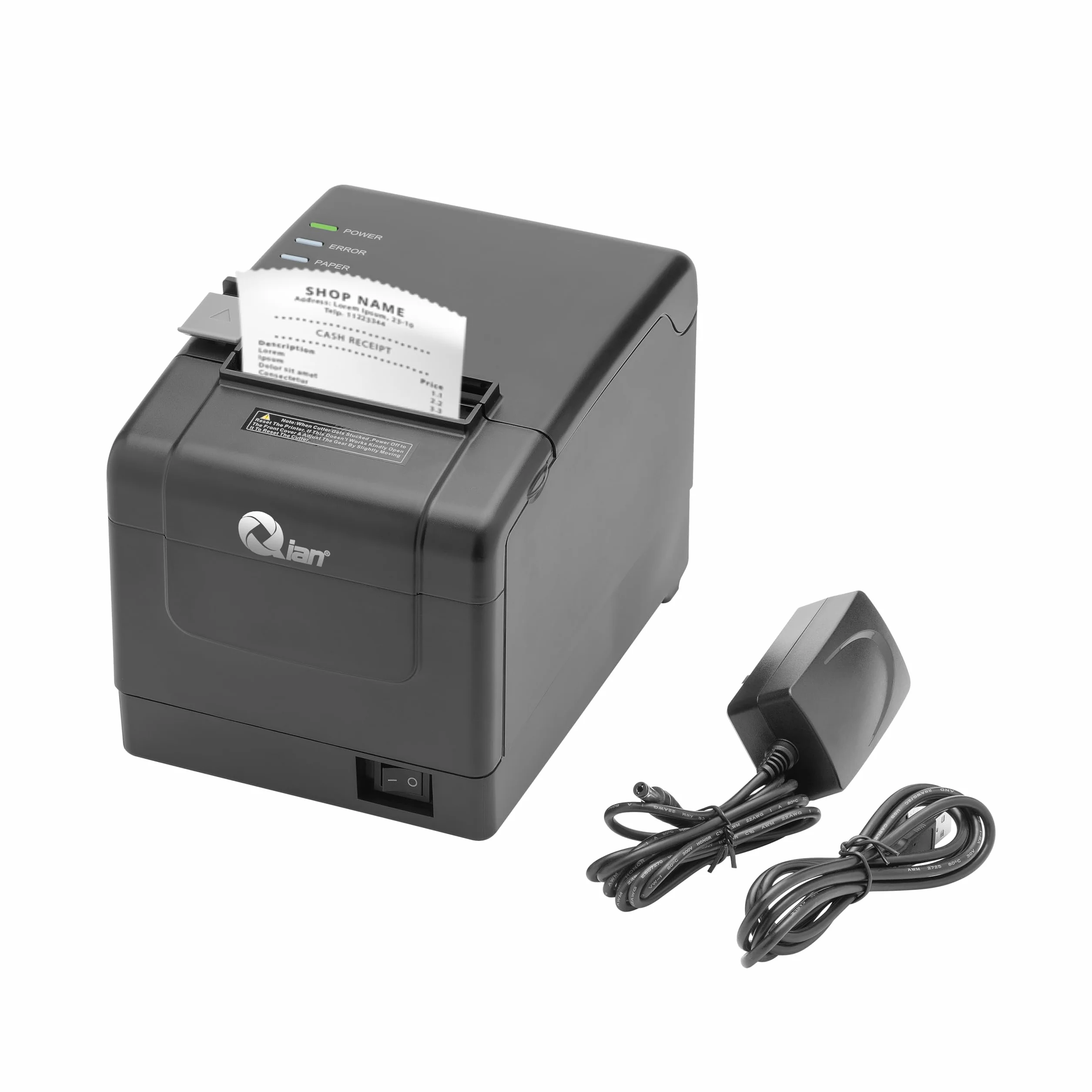 Imprimante Thermique de reçus 80mm Qian Anjet80 ESC/POS Découpe Automatique USB Noir