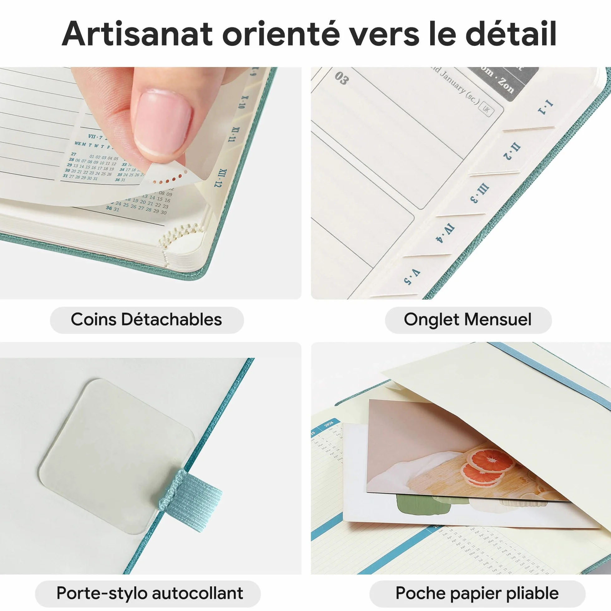 Agenda Semainier 2026-2027 A5 Couverture Souple PU Cuir Spirale Bleu ciel 18 Mois Scolaire Vertical Planner
