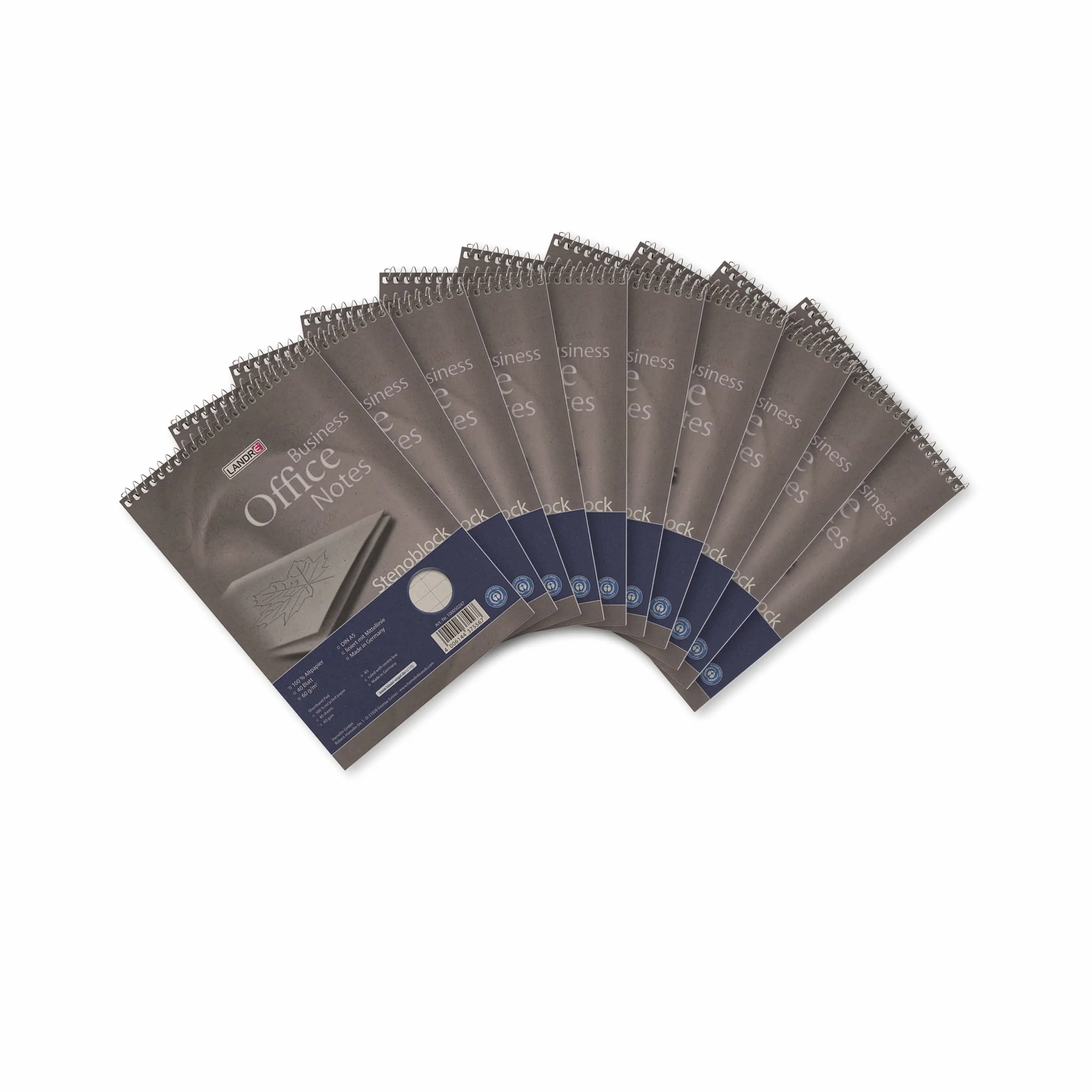 Landré Stenoblock Lot de 10 blocs de papier recyclé ligné Rouge A5 40 feuilles