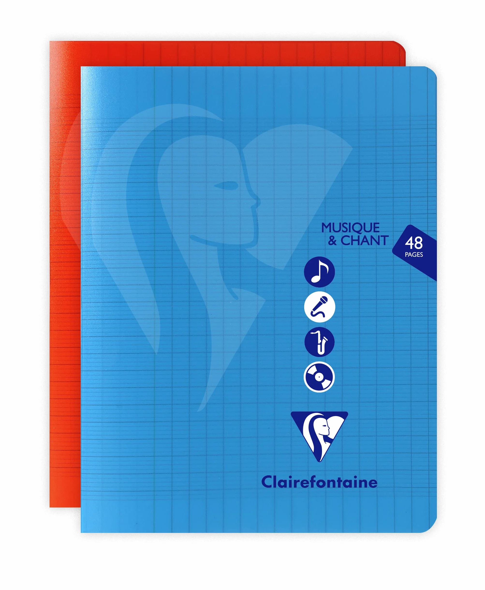 Clairefontaine Cahier Agrafé Musique & Chant 17x22 cm 48 Pages Grands Carreaux et Portées avec Lignes Papier 90 g Couverture Polypro Transparent