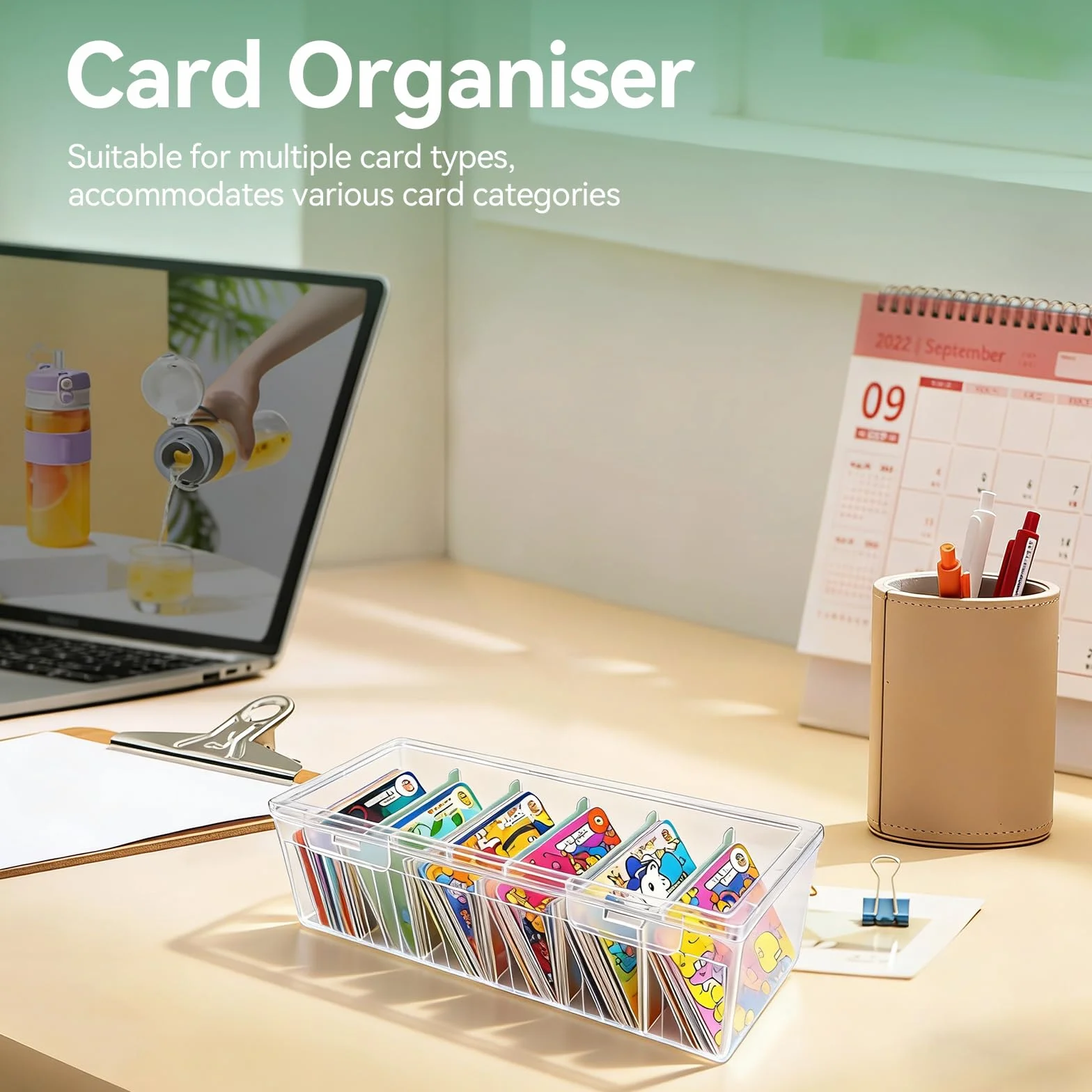 Boîtes de Rangement en Plastique Transparentes 23,5x9,5x6,8 cm pour Cartes de Révision et Collection