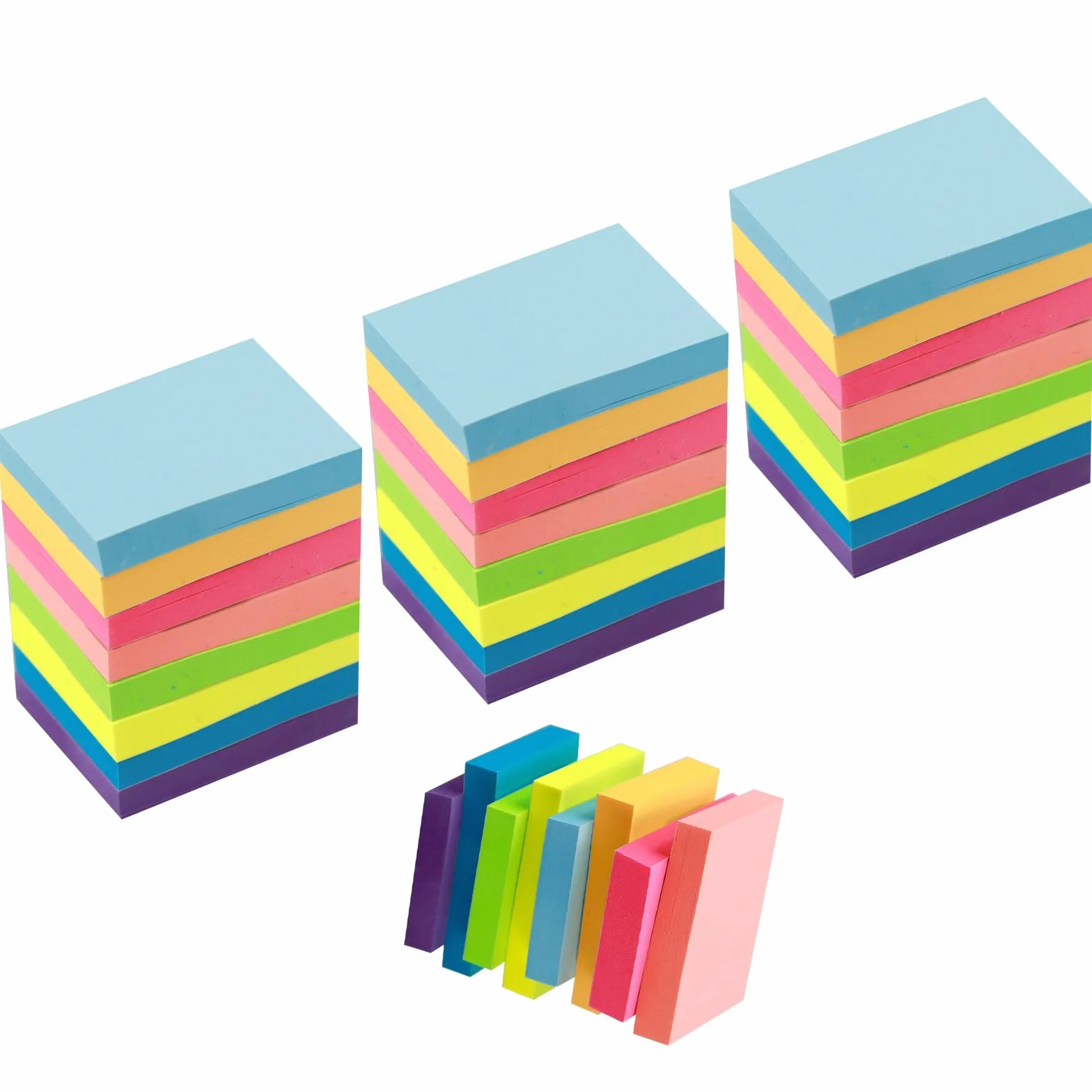 Mini notes adhésives 3,8 x 5,1 cm 80 feuilles, petites notes autocollantes couleurs vives
