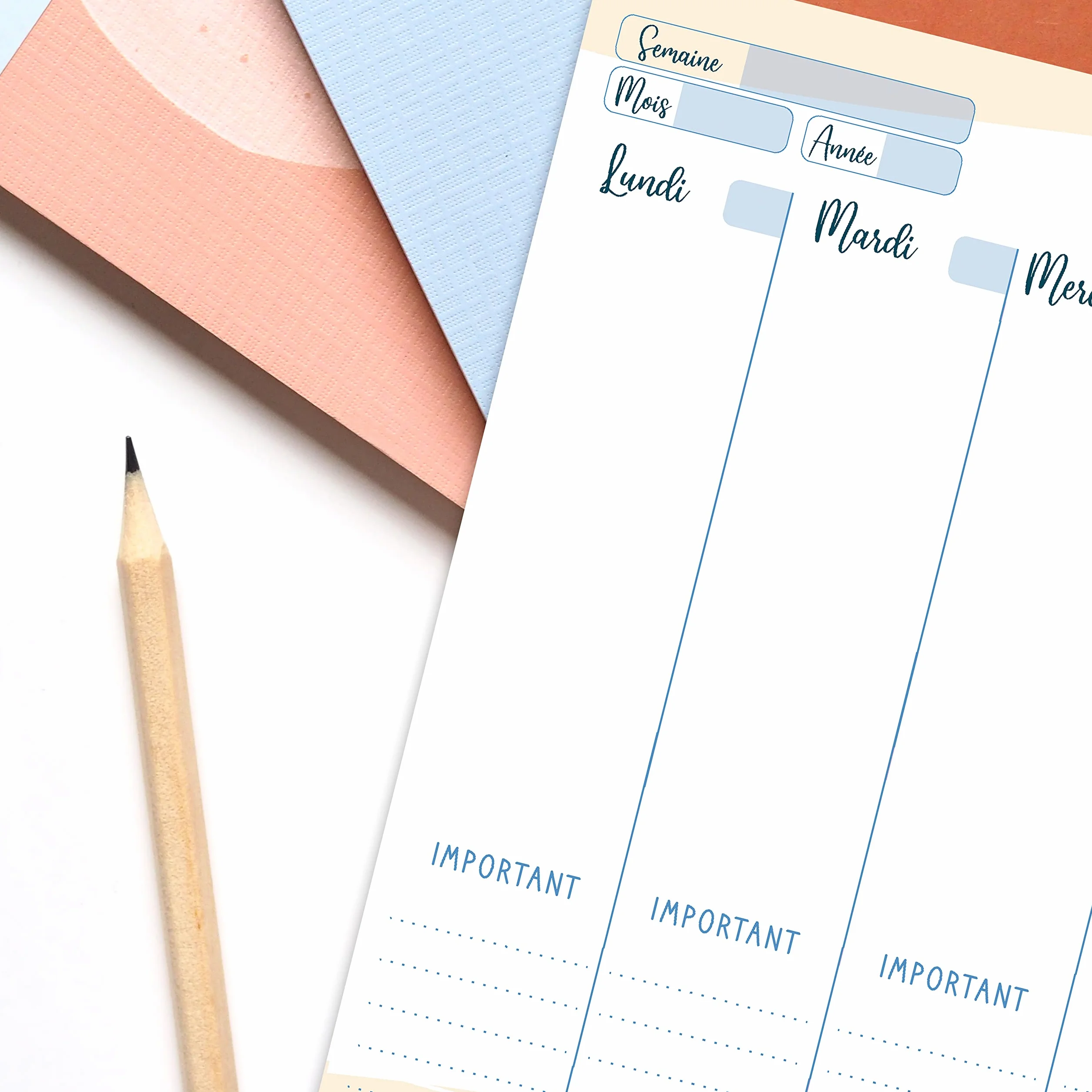 Planning Semaine A4 - Planificateur Semainier, Agenda Planner To Do List Bloc Note Francais - Planning Hebdomadaire Design Exclusif