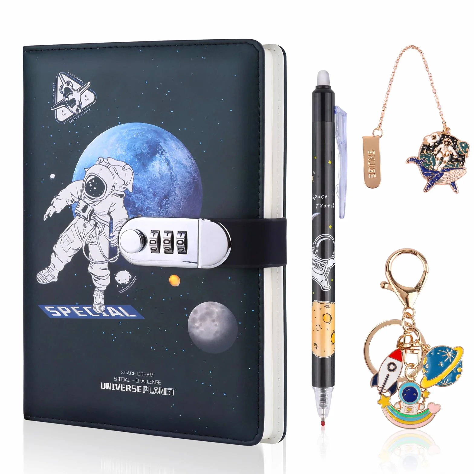 Carnet de notes intime avec code 22x14.5 cm 240 pages Bleu