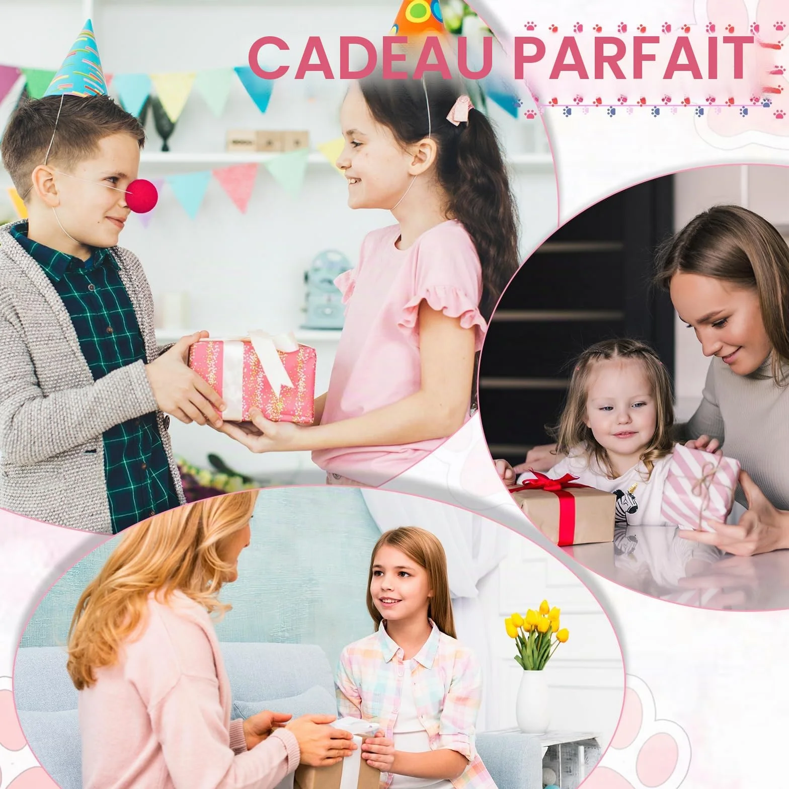 Lot de 7 articles de papeterie taille-crayon rétractable, ruban correcteur, gomme, notes adhésives, règle, mini ciseaux et cutter universel (rose)