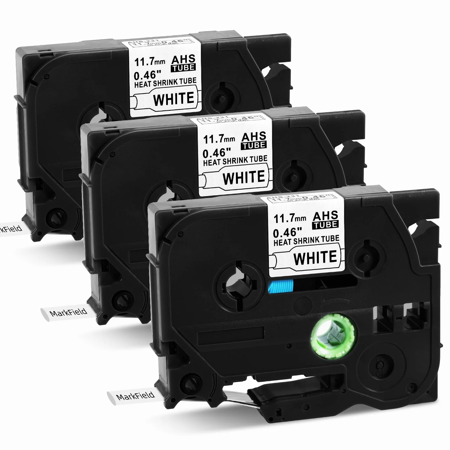 MarkField Gaine Thermo-Rétractable HSe-231 11.7mm Noir sur Blanc Compatible Brother P-touch