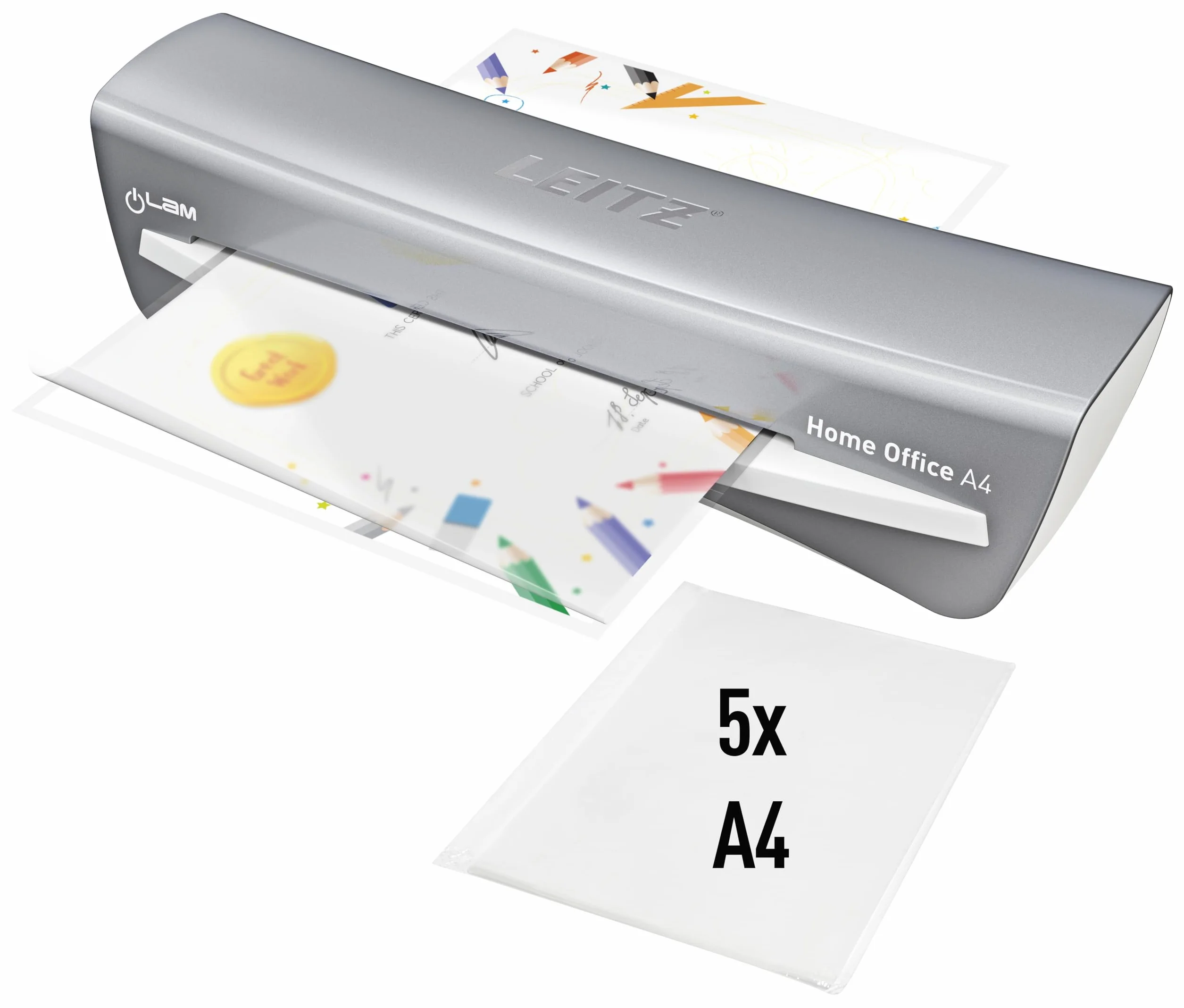 Leitz iLAM Home Office Plastifieuse A4 Préchauffage Rapide 3 Minutes 75-125 Microns Gris