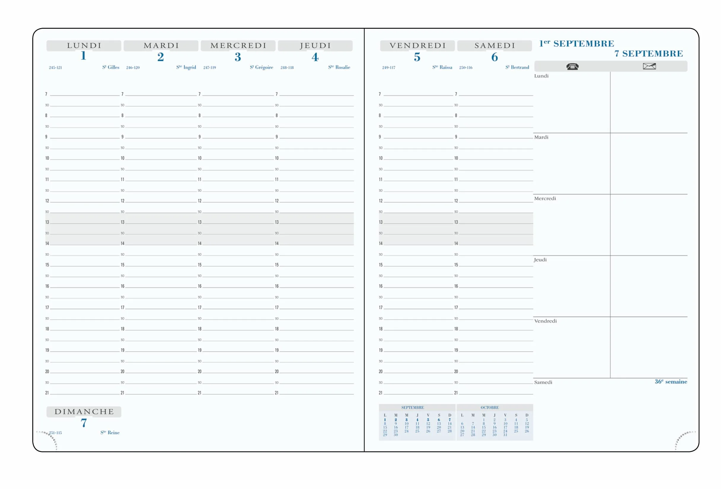 Exacompta Agenda Semainier Bureau SAS 27 Eden 21 x 27 cm Août 2026 à août 2027 Or doux