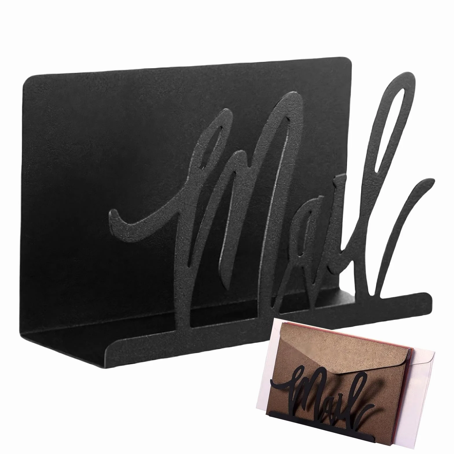 Organiseur de courrier noir métal porte-lettres bureau rangé emplacements enveloppes