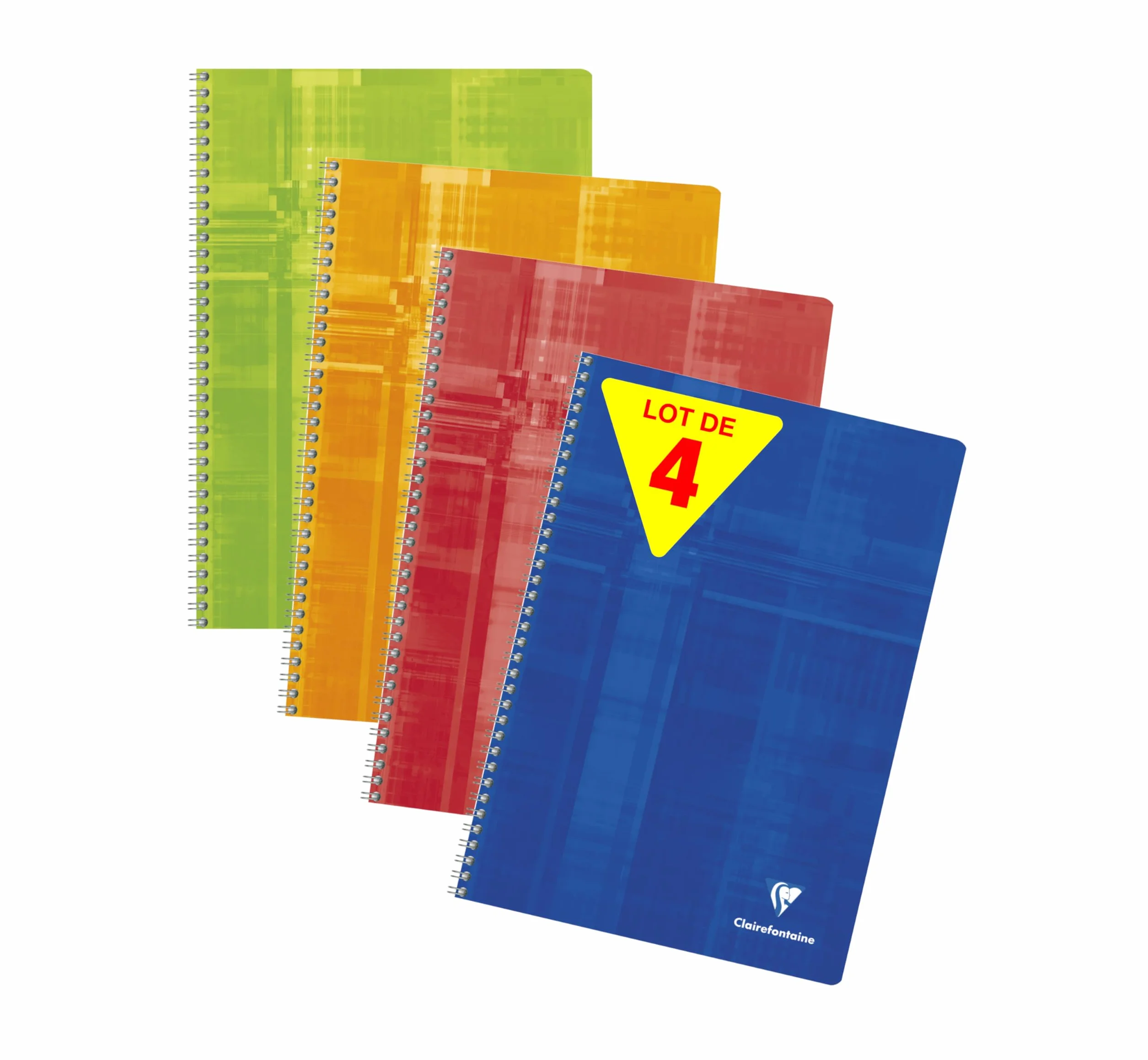 Clairefontaine Lot de 4 Cahiers à Spirale A4 21x29,7 cm 100 Pages Petits Carreaux Papier Blanc 90 g