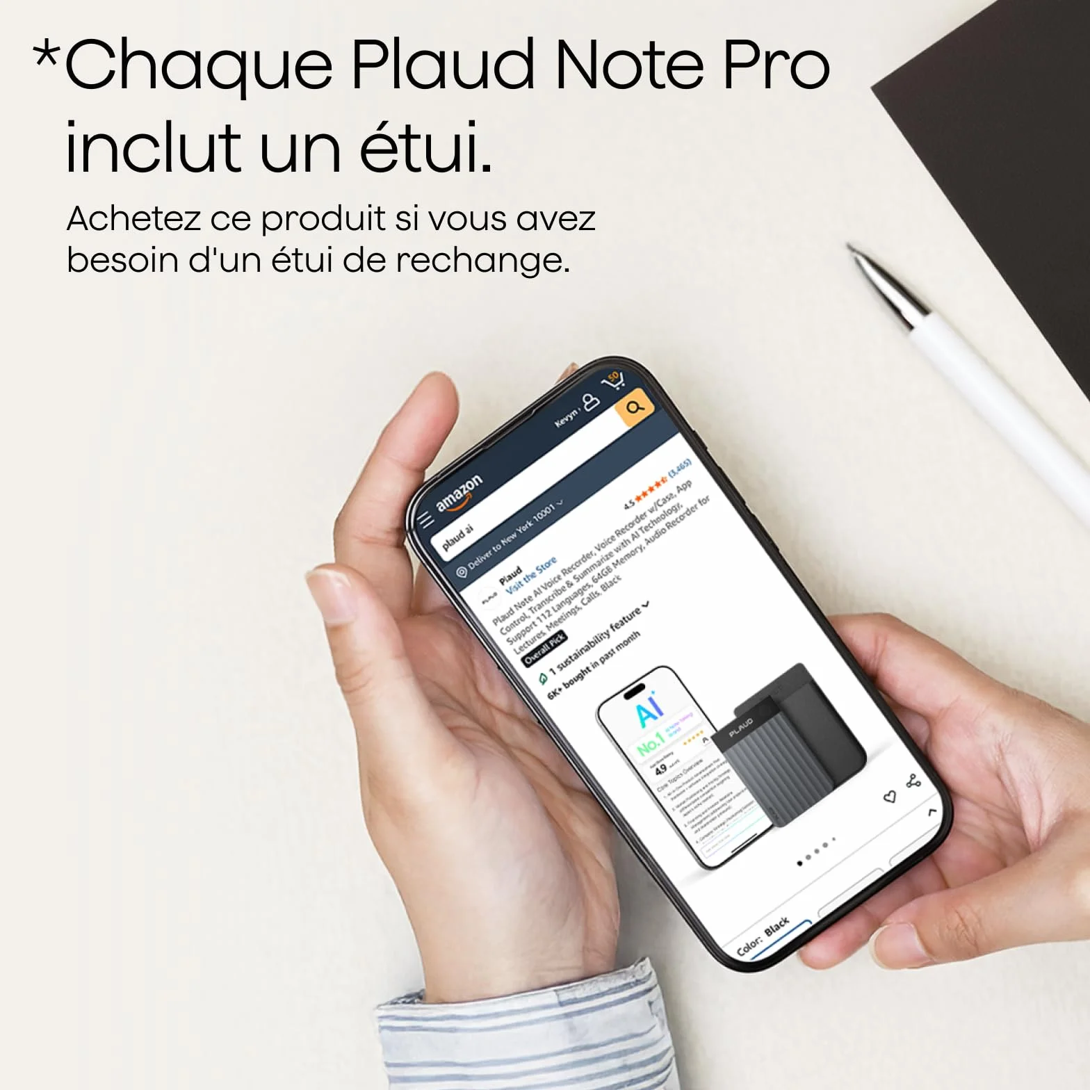 Étui de Magnétique pour Plaud Note Pro Enregistreur Vocal IA, Noir