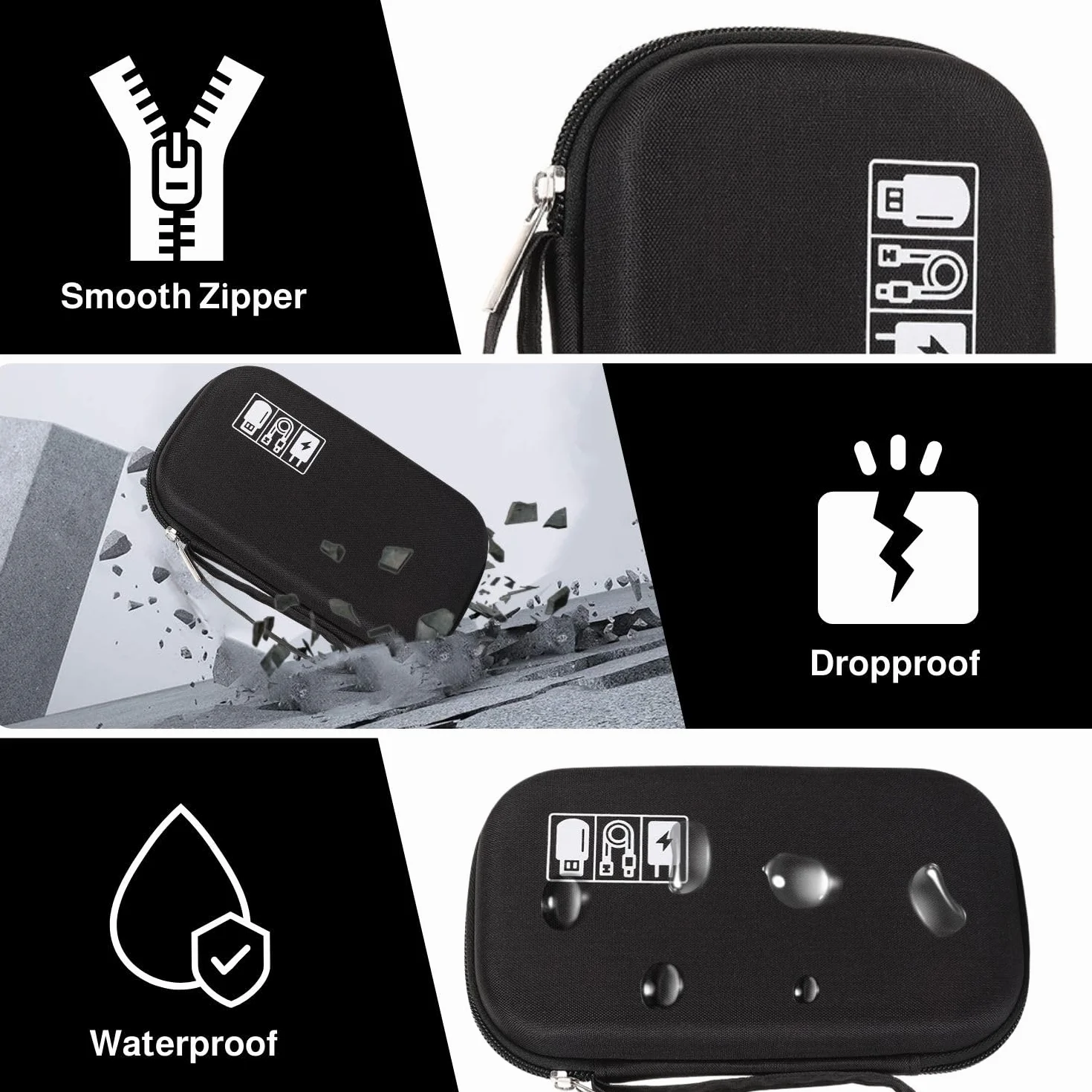 Trousse Organisatrice Multifonction pour Powerbank, Dictaphone, Lecteur MP3, Écouteurs et Accessoires