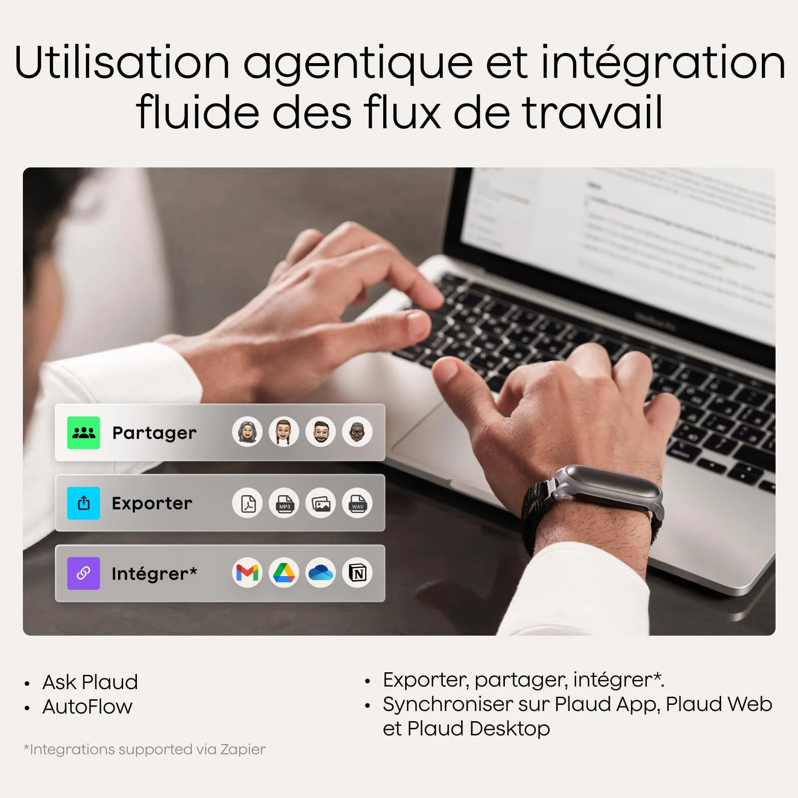 Plaud NotePin Enregistreur Vocal IA 64Go Dictaphone Transcription Résumé Compatible 112 Langues Gris