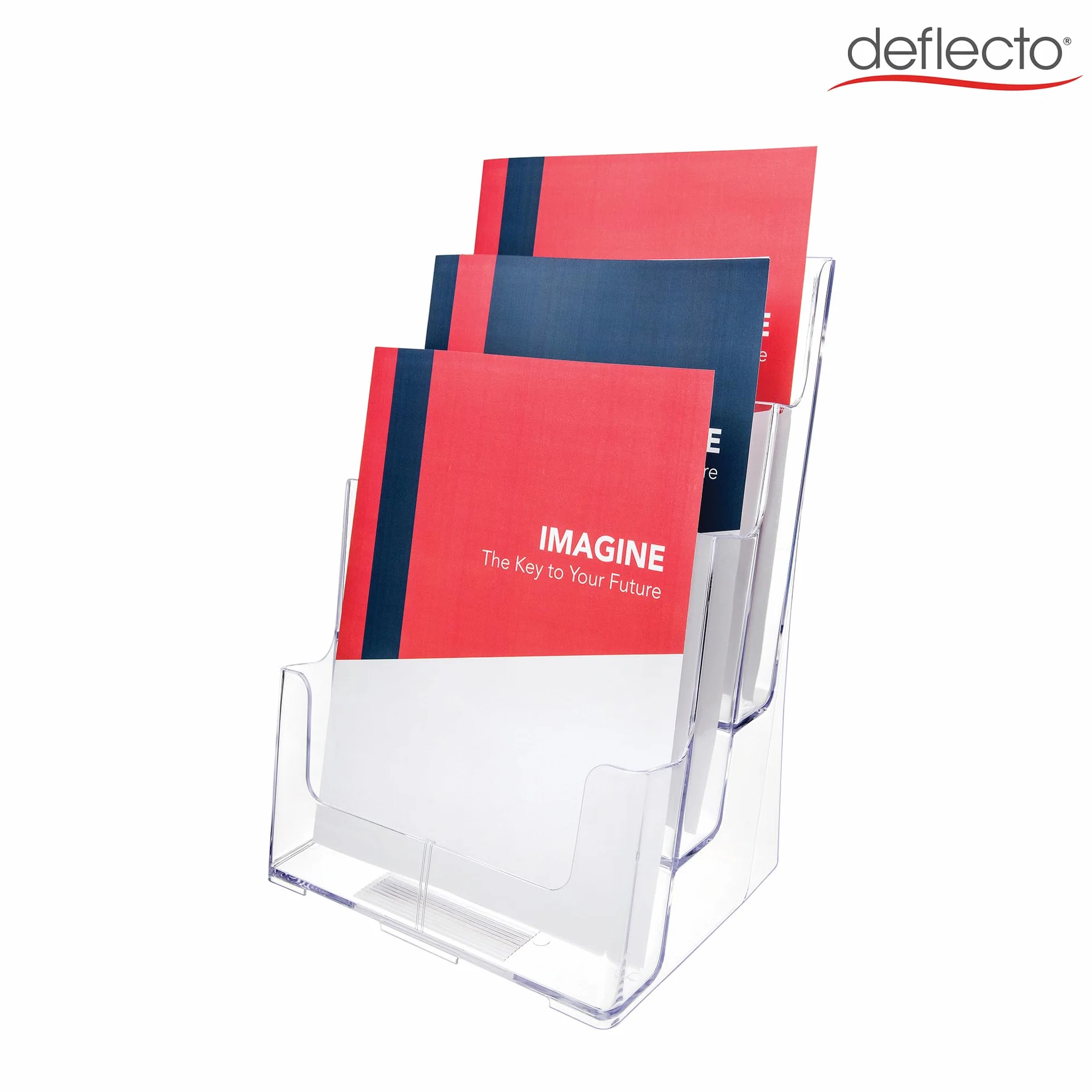 Deflecto Lot de 2 Porte-documents A4 Portrait 3 Niveaux Présentoir Incliné Multi-Poches