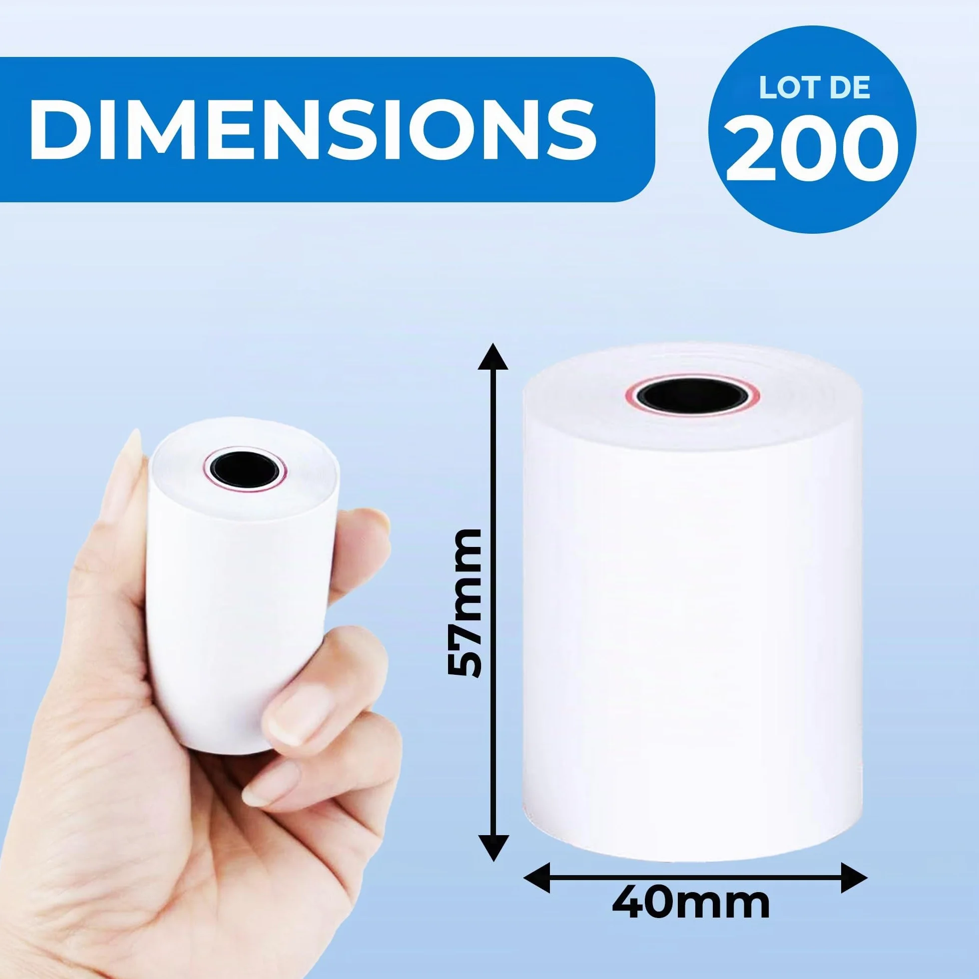 Double Dragon 57x40mm Premium Thermal Paper Roll for Credit Card Machine PDQ POS EPOS Pack of 200