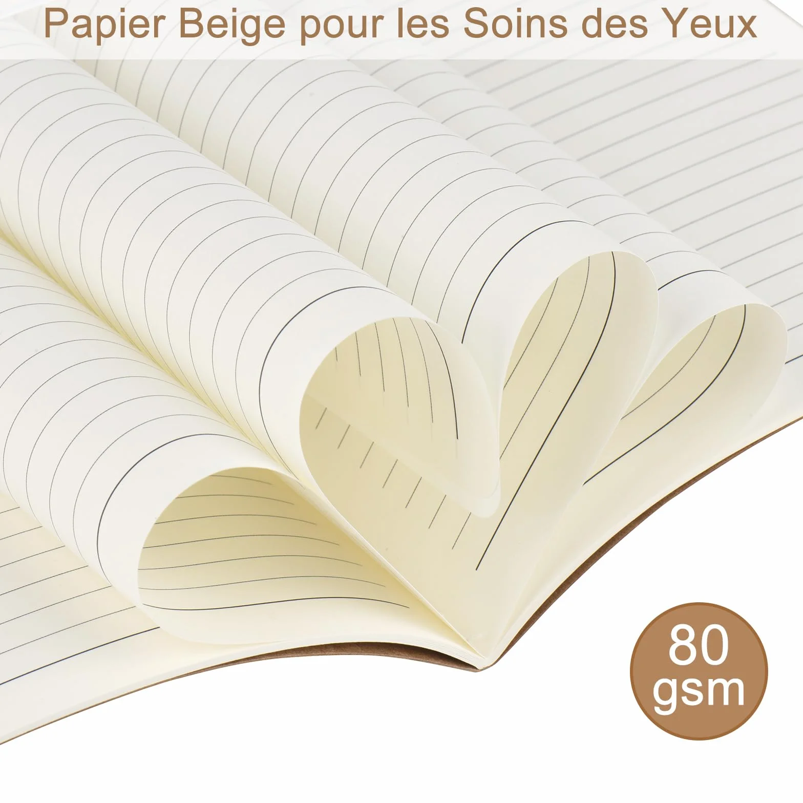 Cahiers Lignés Kraft 60 Pages par Bloc, Lot de 12 Blocs Carnet de Notes 80 gsm