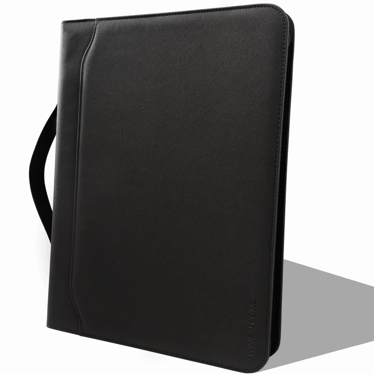Porte Document à anneaux en O, Portfolio en Cuir PU avec Calculatrice, Noir