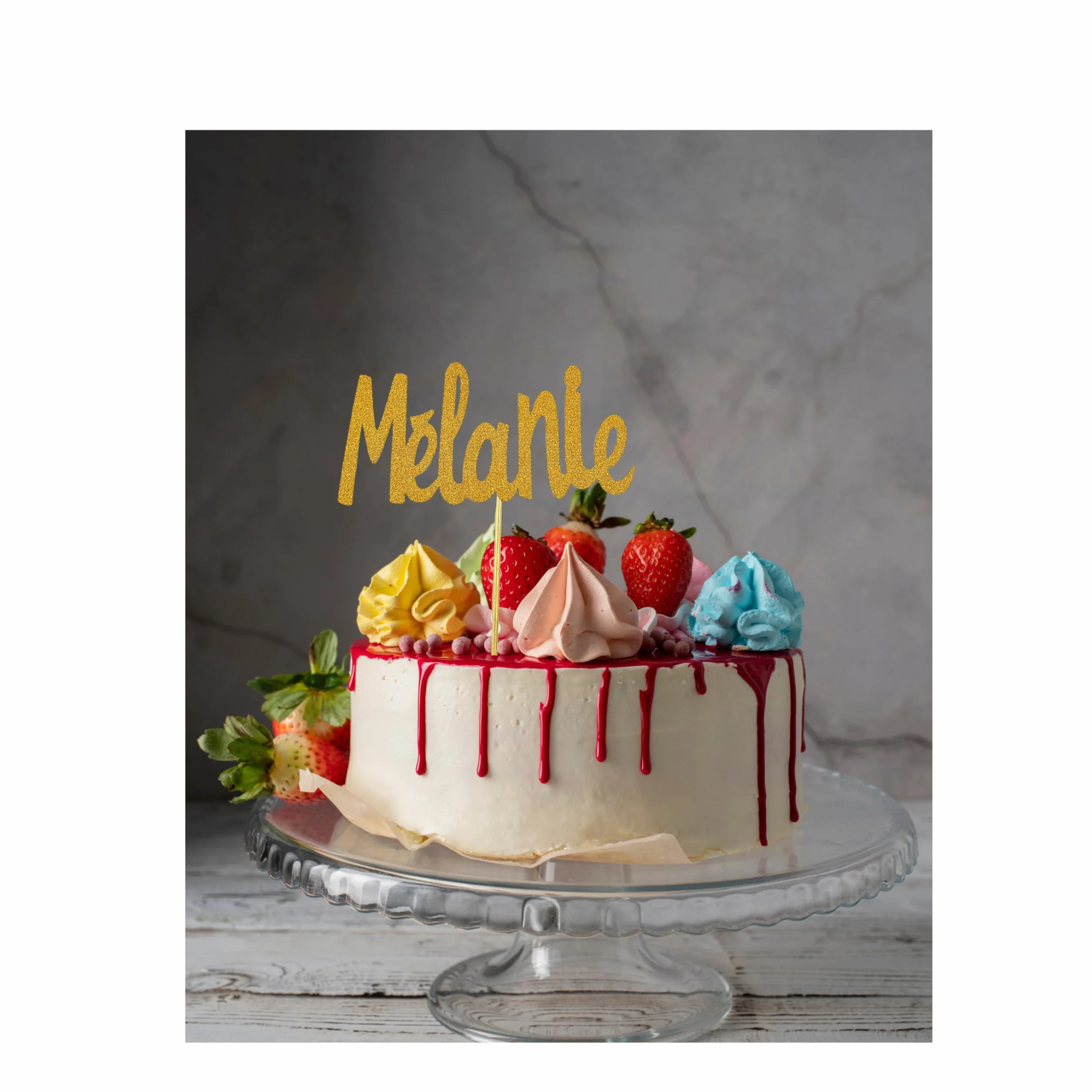Joyeux anniversaire cake topper pailleté doré décoration gâteau adulte enfant personnalisable