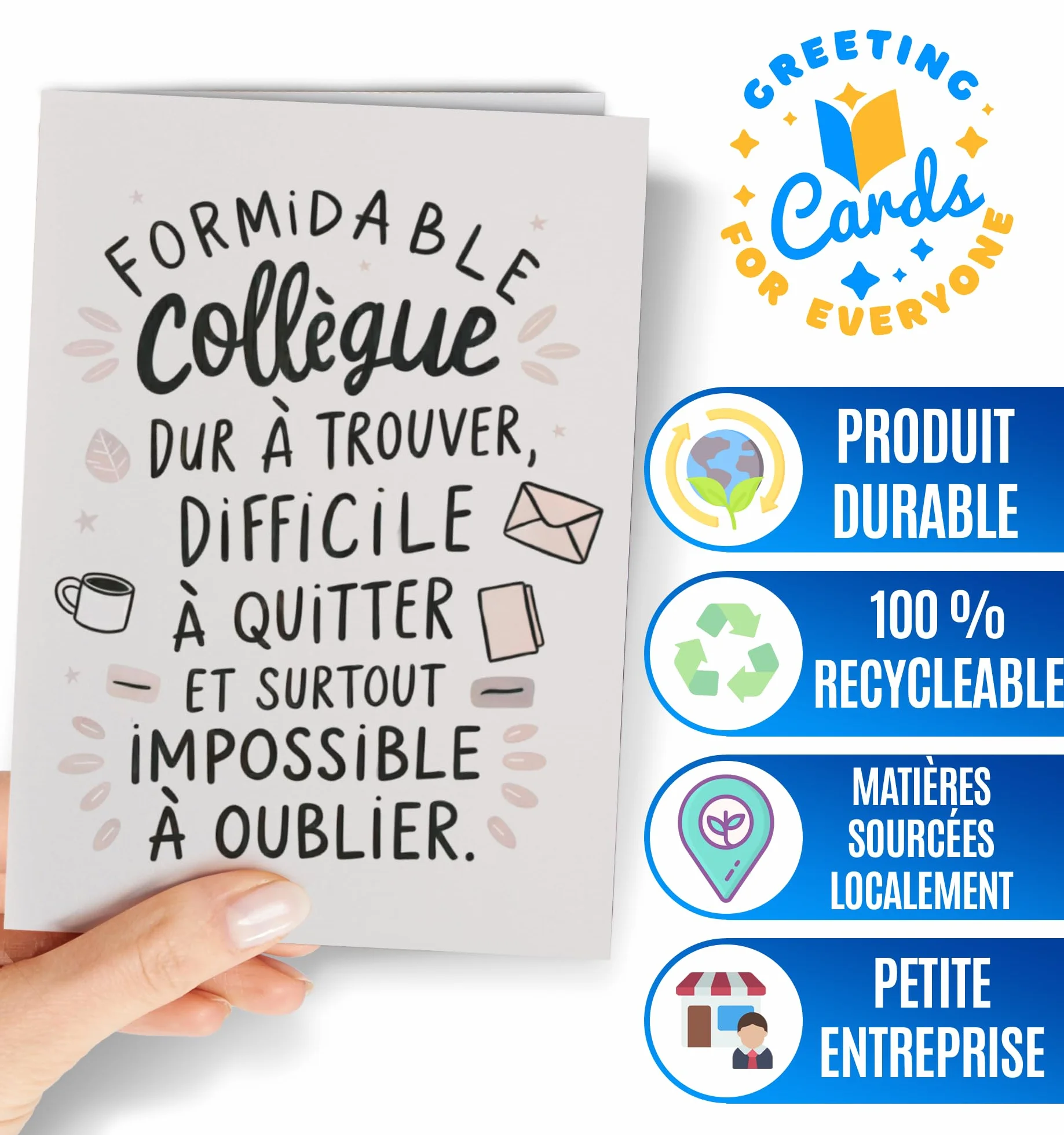 Carte d'Adieu Collègue - Départ Nouvel Emploi - Au Revoir Ami - Bonne Chance Aventure