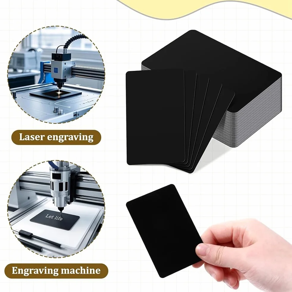 Cartes de Visite en Métal Noir 0,8 mm Aluminium Vierges