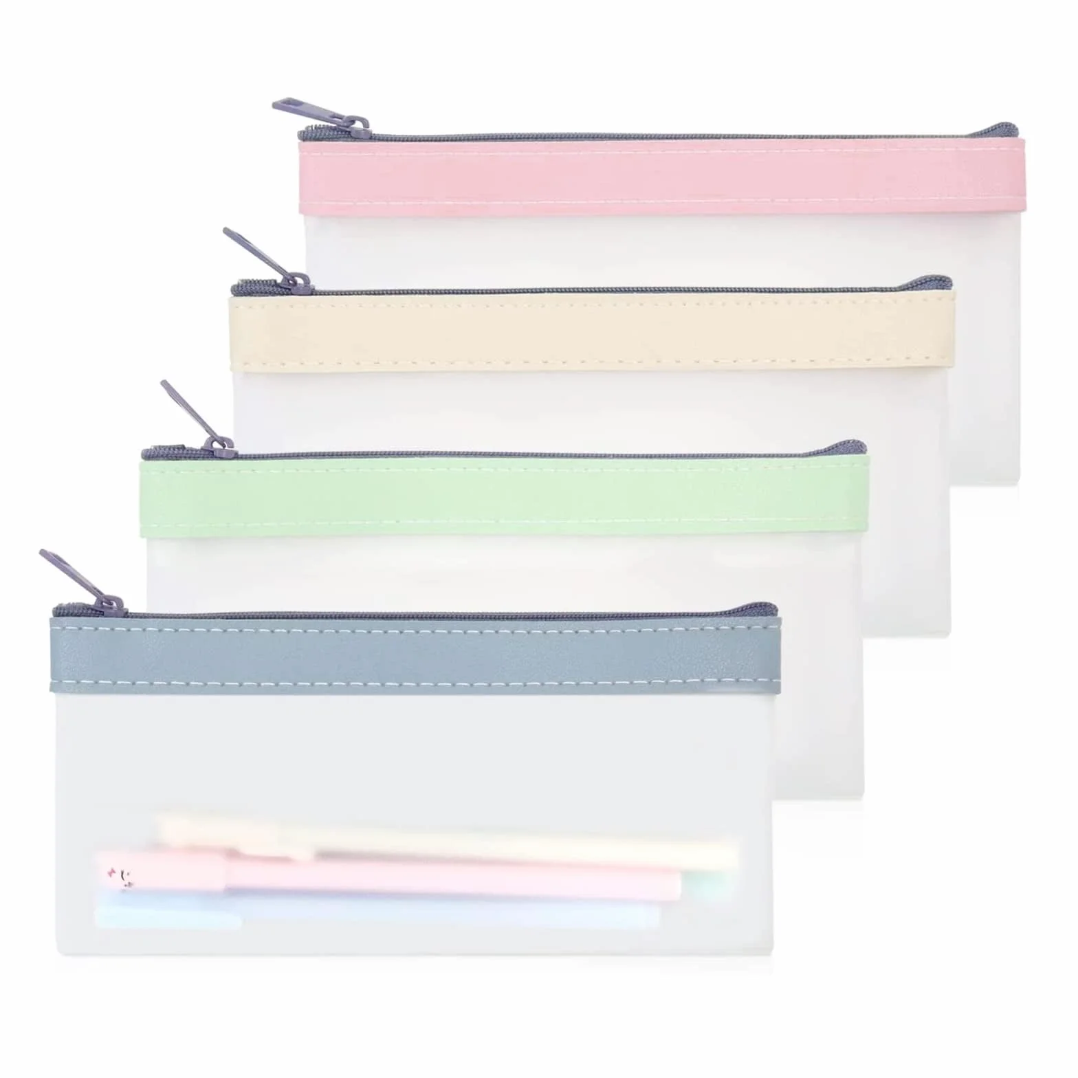 Trousse Transparente Grande Capacité Plumier Simple Mode Enfant Etanche Portable pour Ecole Voyage