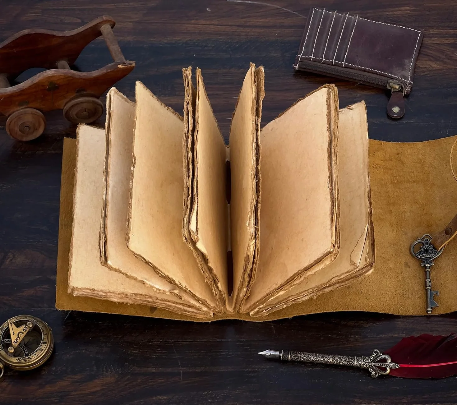 URBAN LEATHER Journal Intime Arbre De Vie Feuilles De Cœur Couverture Cuir Papier Vierge
