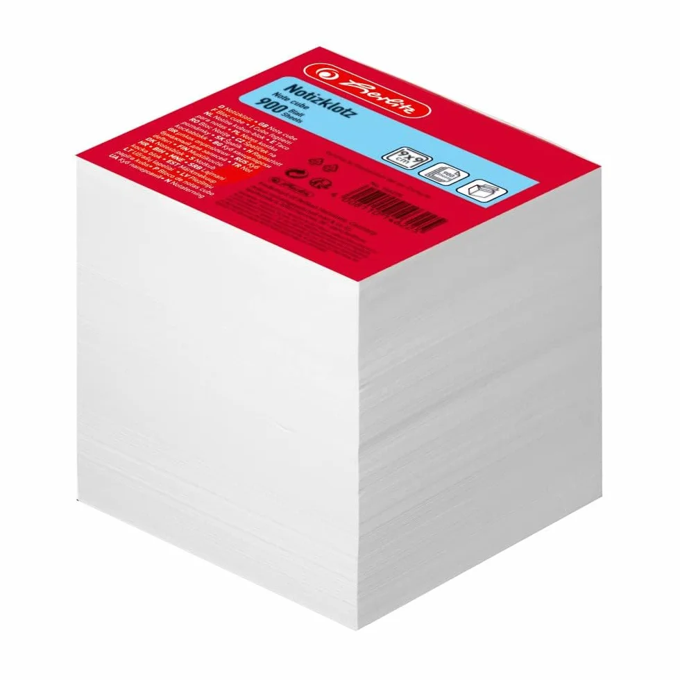 Herlitz Bloc-notes 900 feuilles 9 x 9 cm blanc encollé